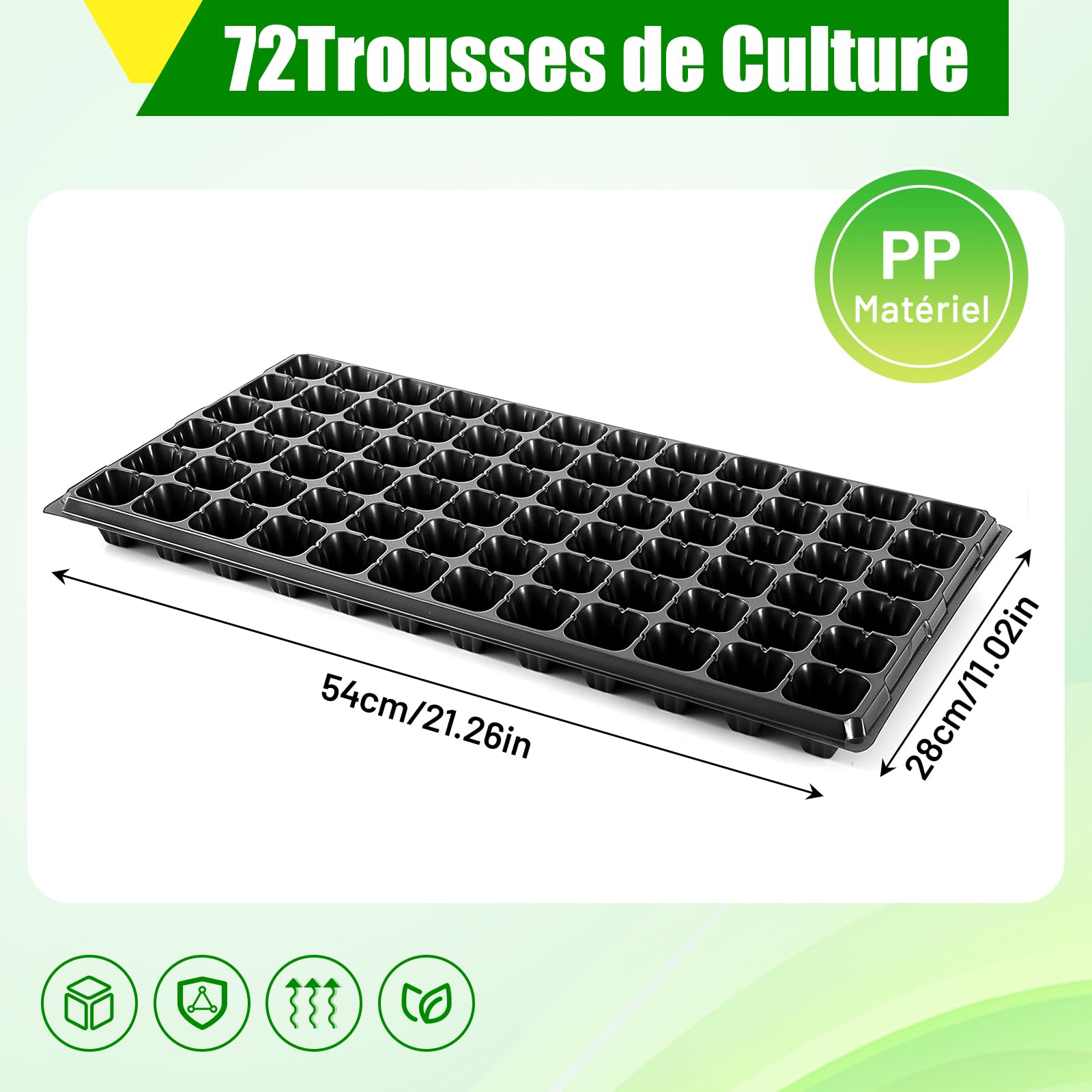 Sharplace 10 PCS Plateaux de Semis, Culture des Plantes Plateau, Plateau de Semis Croissance Plateaux avec des Trous de Drain, Pépinière de Semis en Plastique pour La Maison de Jardin, 72 Trous