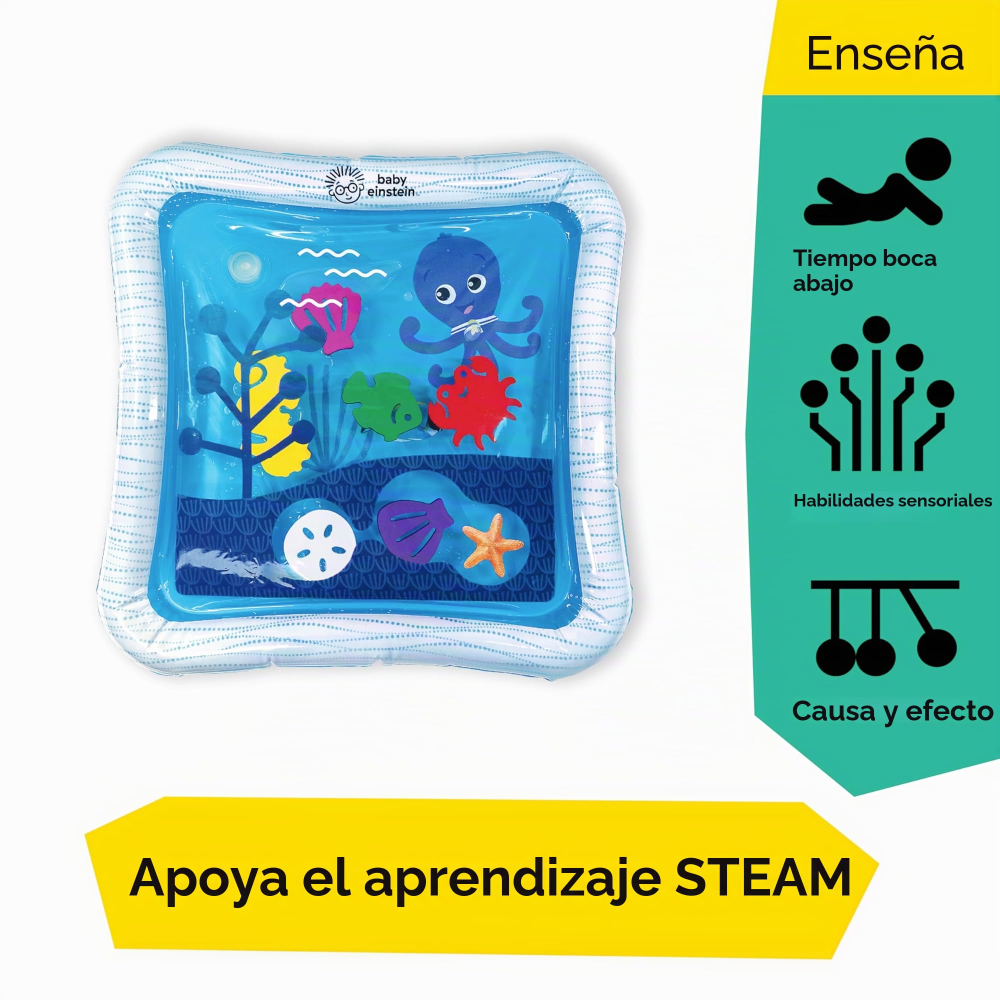 Baby Einstein, Alfombra de Juegos Inflable con Agua Ocean of Discovery, Gimnasio de Actividades con 6 animales flotantes, exploración sensorial, fácil de limpiar, 6 meses, 1 Stück (1er Pack)
