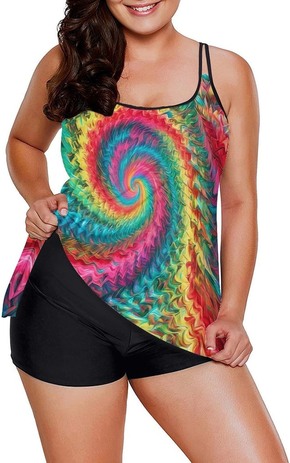 Cute Tankini Bathing Suits for Women, 2 Piece Tummy Control Swimwear with Shorts