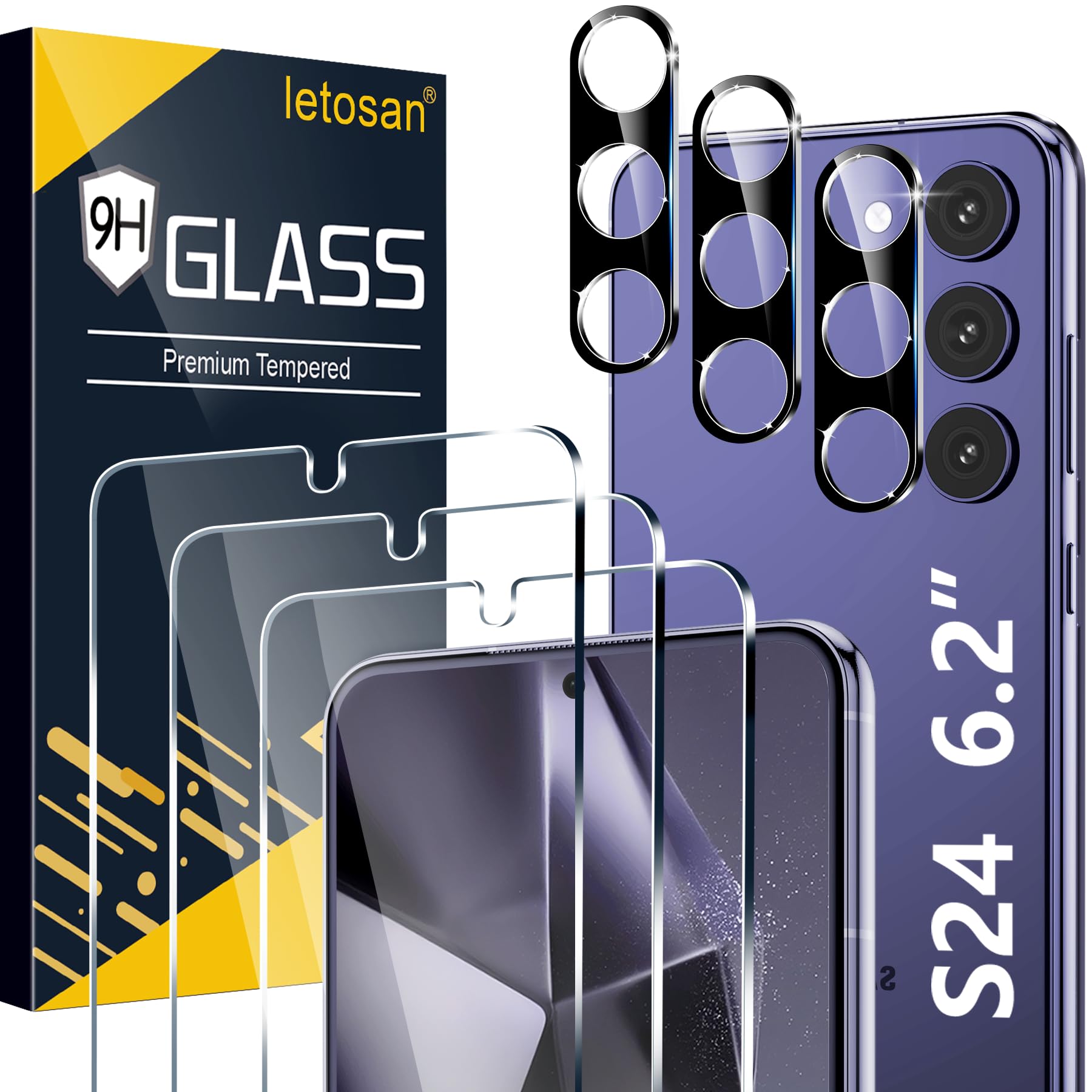 [3+3 Pack] for Samsung Galaxy S24 Screen Protector, 9H Tempered glass, Ultrasonic Fingerprint Compatible, HD Clear Case Friendly for Samsung S24 Tempered Glass Screen Protector 5g