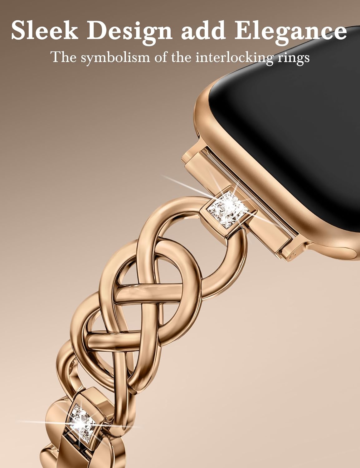 Moolia Elegant Celtic Knot Strap Compatible with Apple Watch Band 42/41/40/38/46/45/44/49mm Sparkling Braided Metal Women Replacement Bracelet for iWatch Ultra Series 10/9/8/7/6/5/4/3/2/1