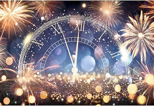 Miniatura 3 de Yeele Fondos de feliz año nuevo de 15 x 10 pies, fuegos artificiales brillantes Bokeh Halos, reloj de cuenta regresiva, fondo fotográfico para 2023,