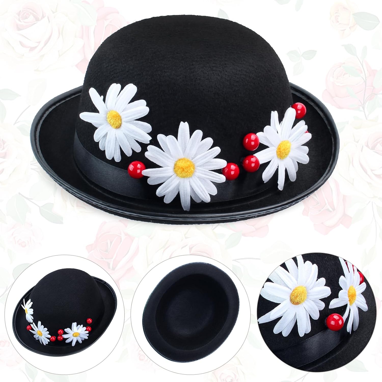 Yewong 4 Pieces Girl's English Nanny Costume Magical Nanny Accessory Kit for World Book Day