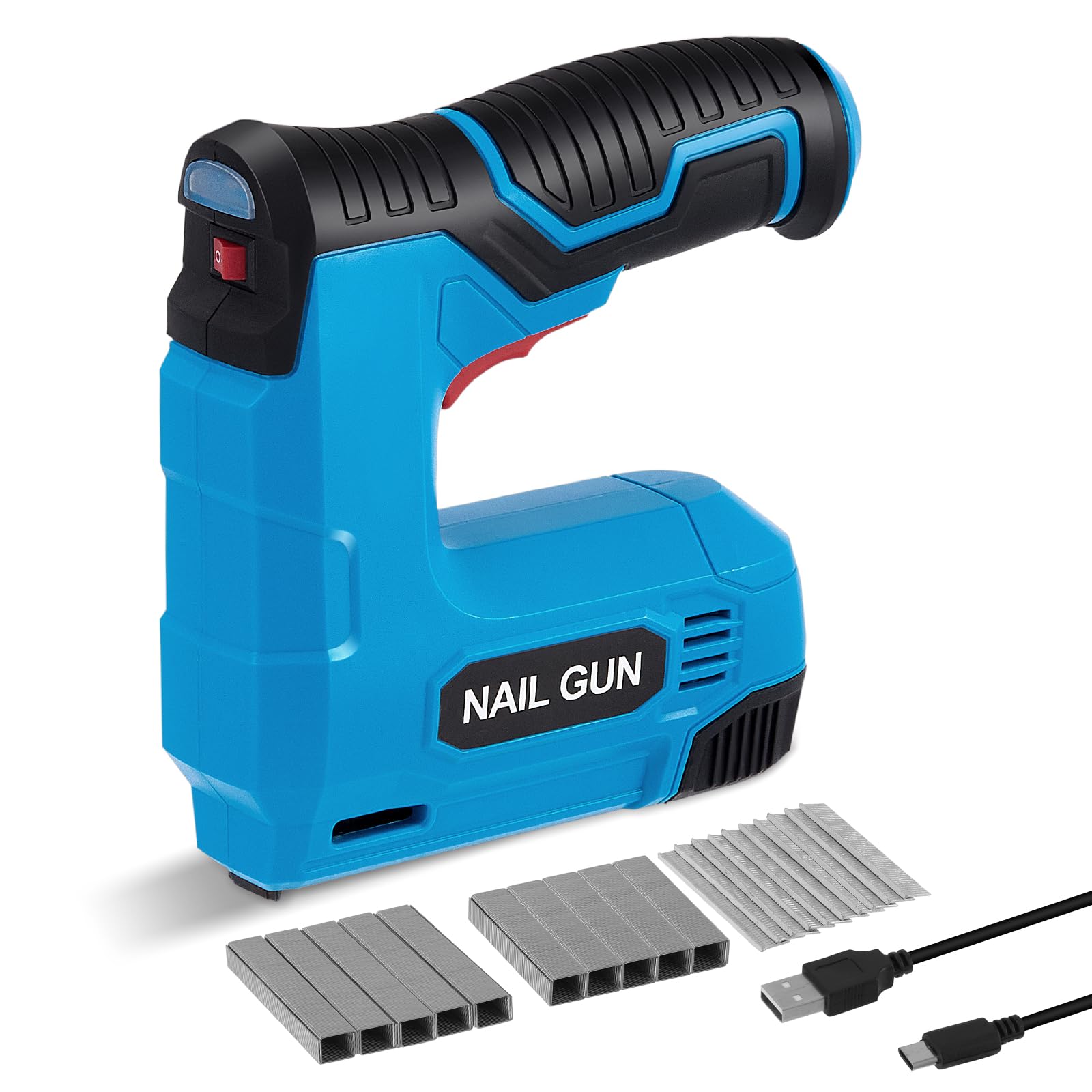 Agrafeuse électrique 2 en 1 lithium-ion, batterie 3,7 V avec agrafes et clous, chargeur USB, réparations de matériaux, menuiserie et bricolage