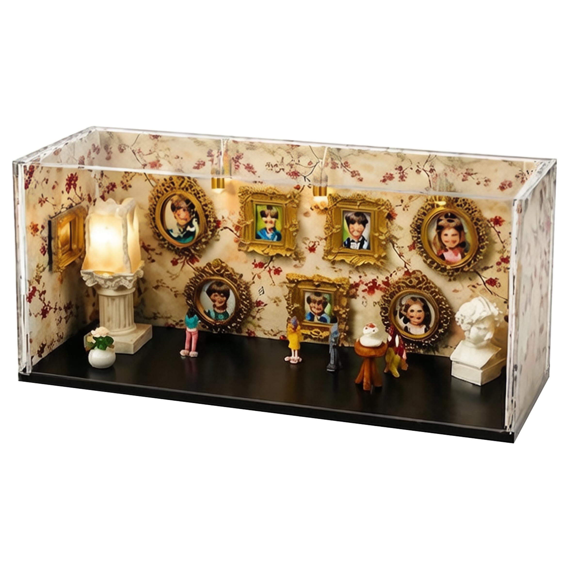 Neptuiby Mini Frames Shadow Box Kit - Clear Acrylic Display Shadow Boxes with Led Light & Accessories Gold