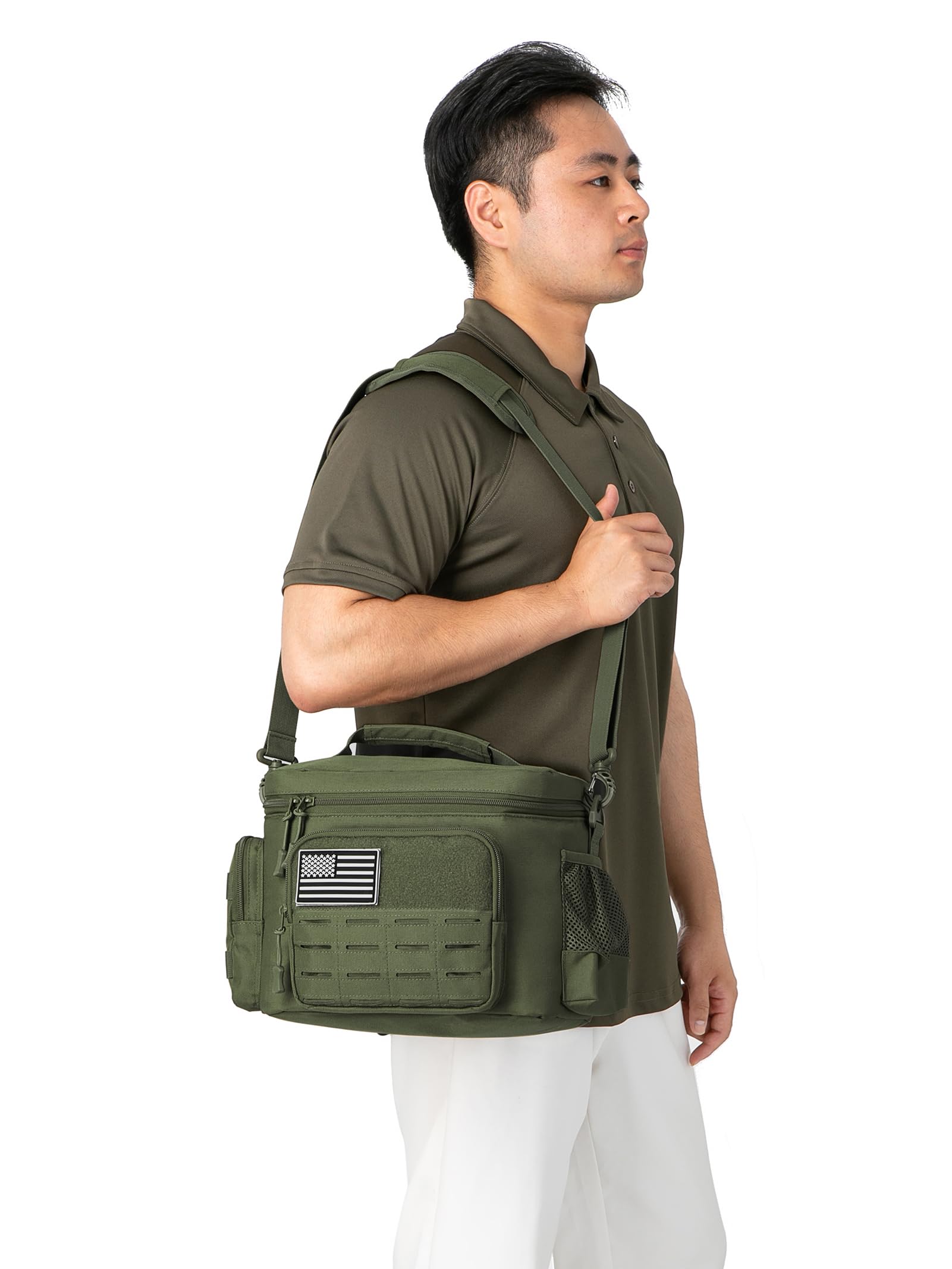 QT&QY Sac Repas Tactique 13L Militaire Renforcé - Glacière Isotherme Étanche Durable avec Système MOLLE Découpe Laser, pour Bureau/Camping/Pique-nique - Boîte Repas Adulte Hommes