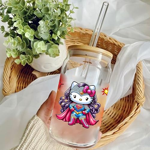 Miniatura 3 de Elitles Made Adhesivos de transferencia UV DTF para vidrio de 16 onzas, 5 hojas de dibujos animados lindos frotar en transferencia, adhesivo