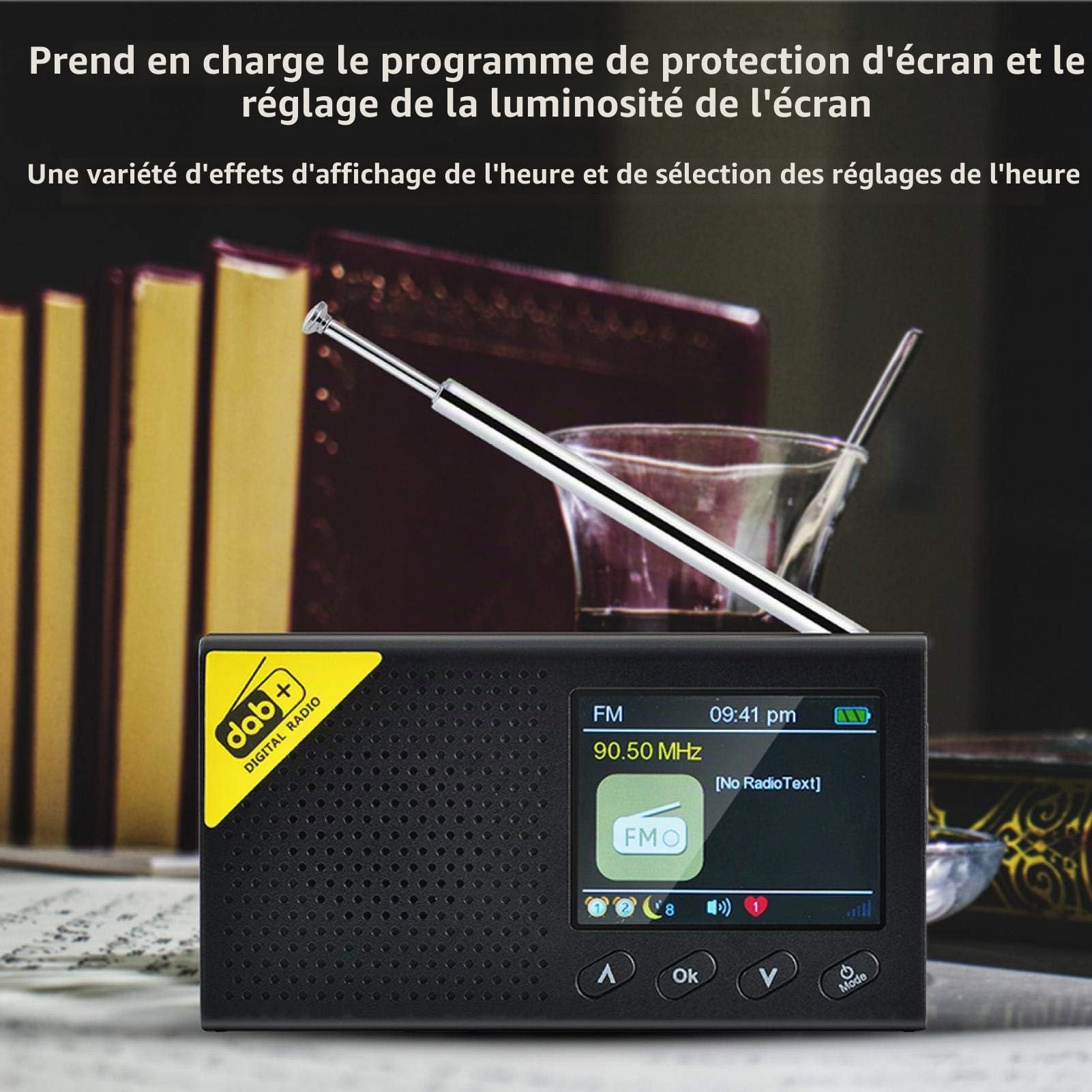 Radio numérique, Bluetooth 5.0 Écran LCD de 2,4 Pouces Radio FM numérique Portable Rechargeable Dab à la Maison utilisant la Radio numérique, pour l'extérieur/Chambres/Maison/Bureau