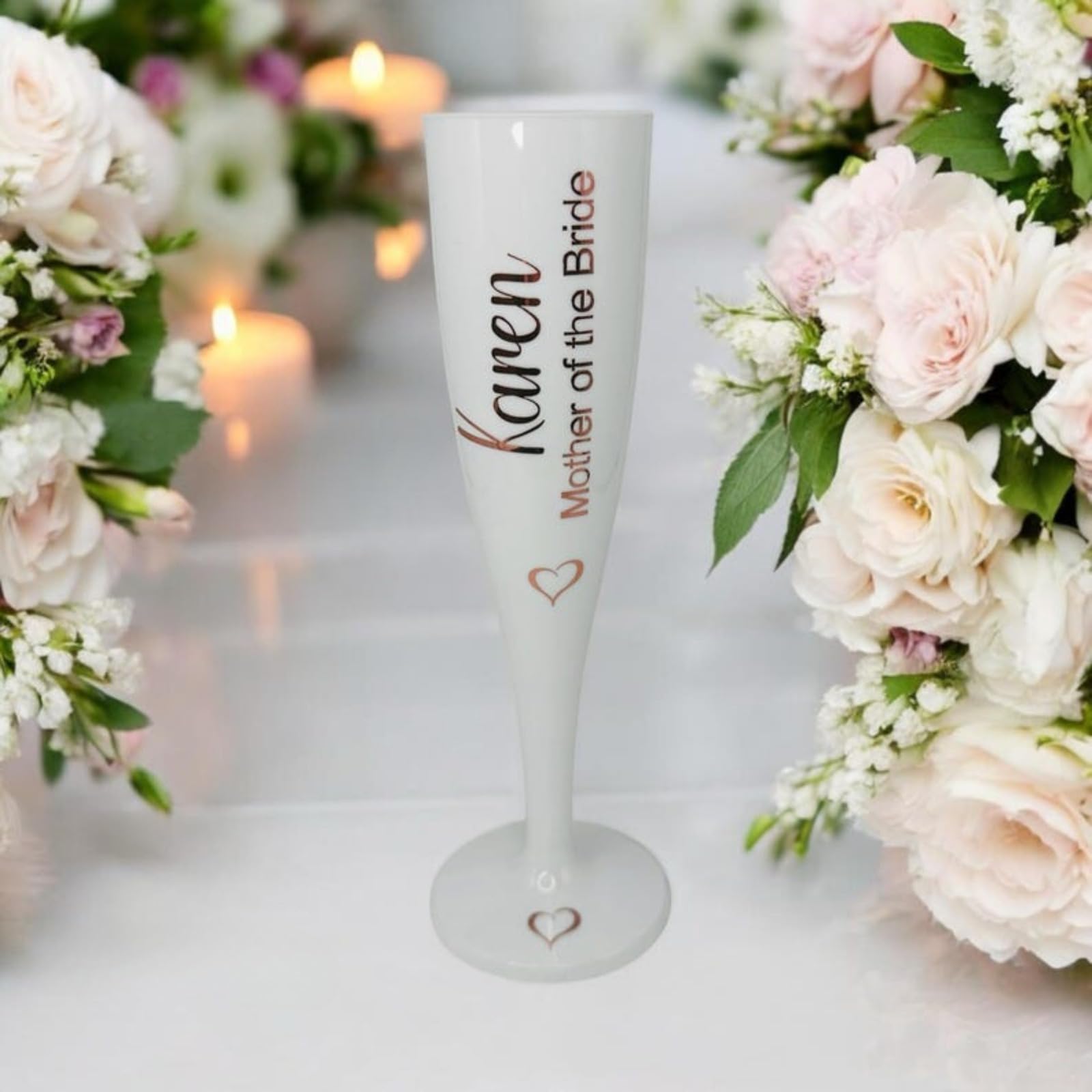 Flute da champagne bianche personalizzate, con nomi diversi, regalo per damigella d'onore, addio al nubilato, bomboniere per ospiti (6 pezzi)