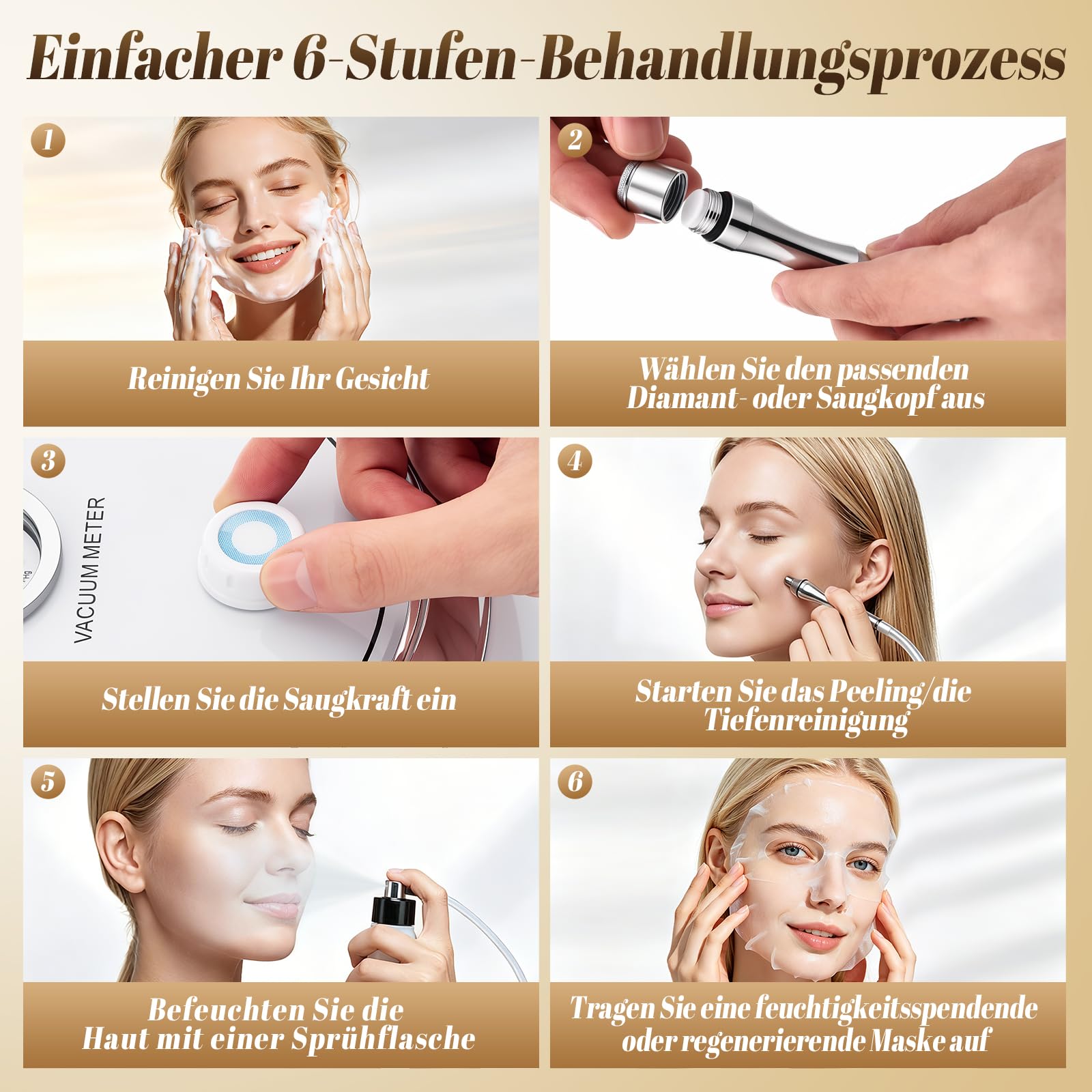 Yofuly Diamant Micr_odermabrasion gerät, Upgrade-Version Mikro_dermabrasionsgerät, 3-in-1 professionelle Heimgebrauch, Gesichts-Salon-Ausrüstung, große Saugkraft