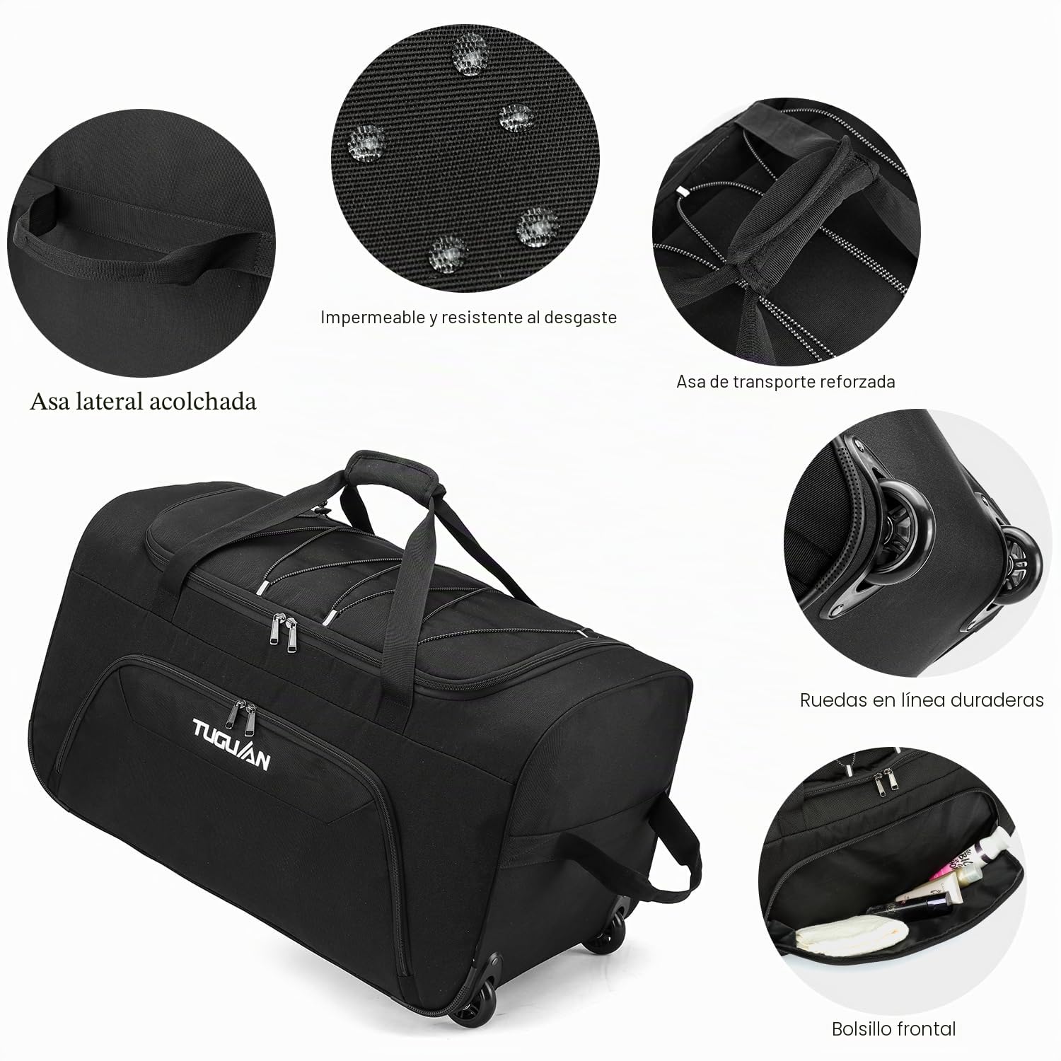TUGUAN Equipaje de mano con ruedas, maletas plegables de viaje grandes de 110 L, bolsa de equipaje ligera y expandible, equipaje plegable de 28 pulgadas, bolsa de viaje con ruedas para hombres, Grande
