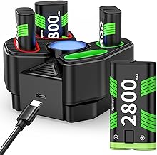 Battery Packs for Xbox One, 4 x 2800mAh Upgrade Large Capacity Battery Packs with Fast Charger Station, Xbox Rechargeable Battery Packs Last Up to 48 Hours for Xbox One Series X/S/Xbox One/X/S/Elite