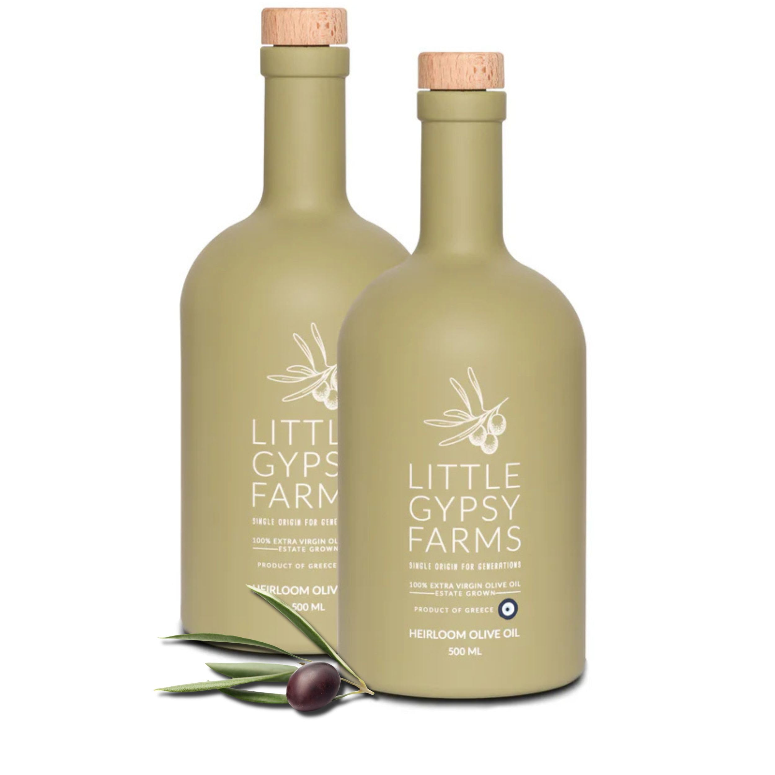 Heirloom EVOO from Little Gypsy Farms | Extra Virgin Olive Oil from a Single Estate in Greece | First Cold-Pressed | High Polyphenols & Amino Acids | NYIOOC Award Winner | 500ml