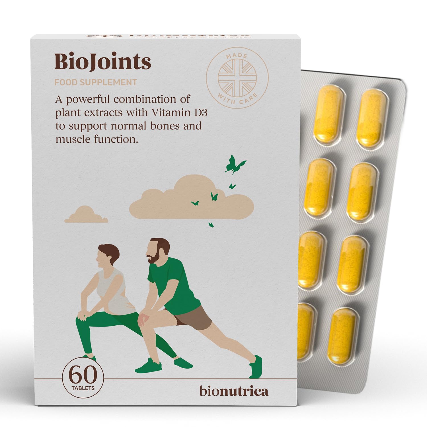 BioJoints-Joint Support Supplement | Reduce Anti-Inflammatory & Tirdness | Glucosamine & Chondroitin Complex 900 Mg, Hyaluronic Acid 50mg, Boswellia, Turmeric Extract 100 Mg, Vitamin D3-60 Tablets