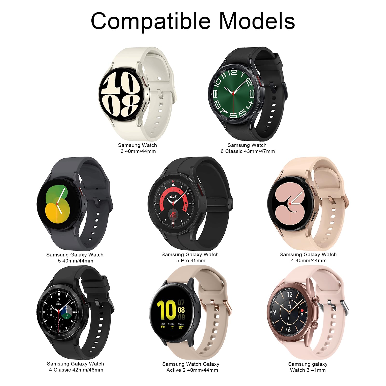 4 Pack Bands Compatible with Samsung Galaxy Watch Active 2 Band 40mm 44mm, Galaxy Watch Active Bands, 20mm Soft Silicone Sport Replacement Strap for Galaxy Watch Active 2 Band Women Men