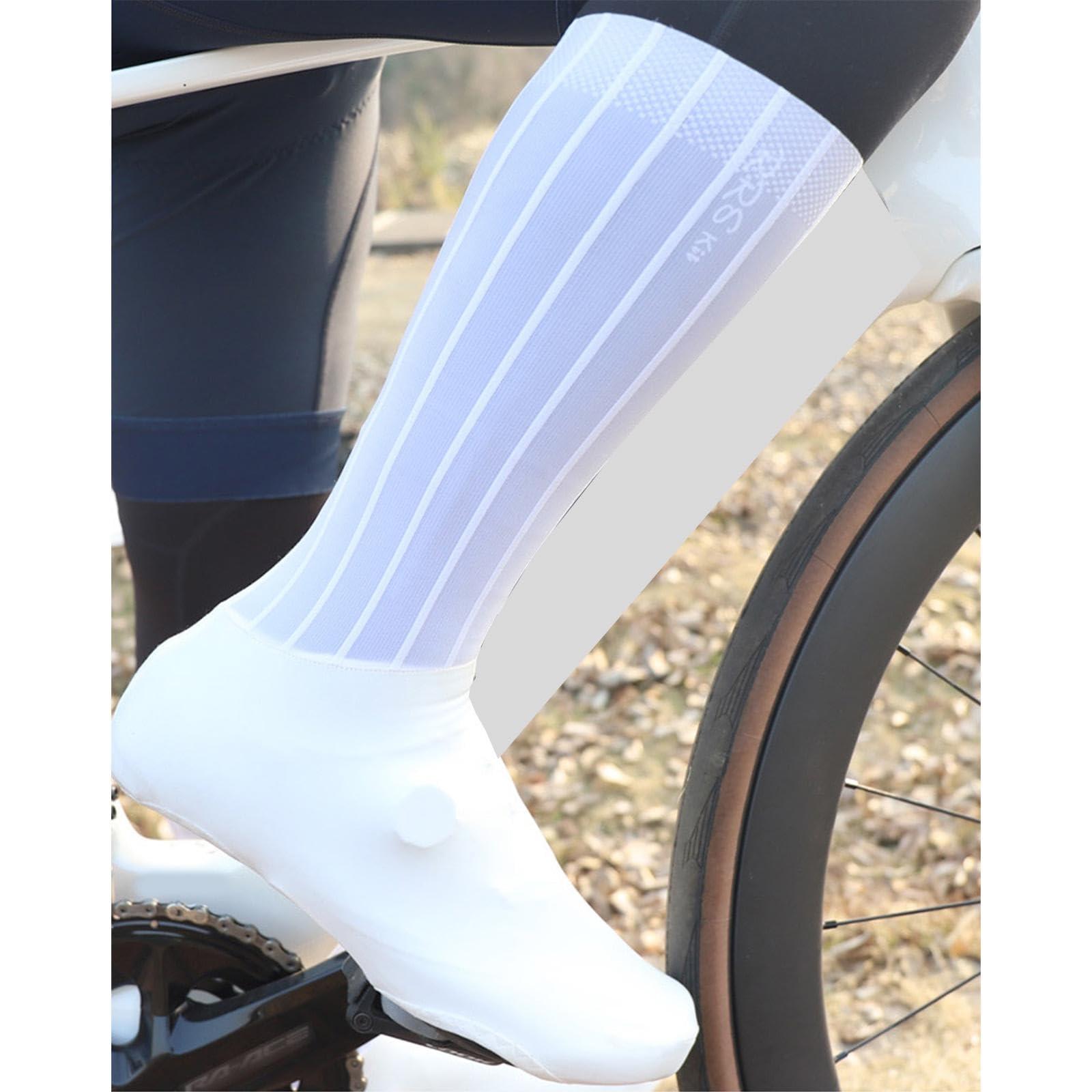Copriscarpe da Ciclismo, Scarpe da Ciclismo, Copriscarpe da Impermeabili Pioggia Ciclismo per Sport All'aria Aperta, Bianco L
