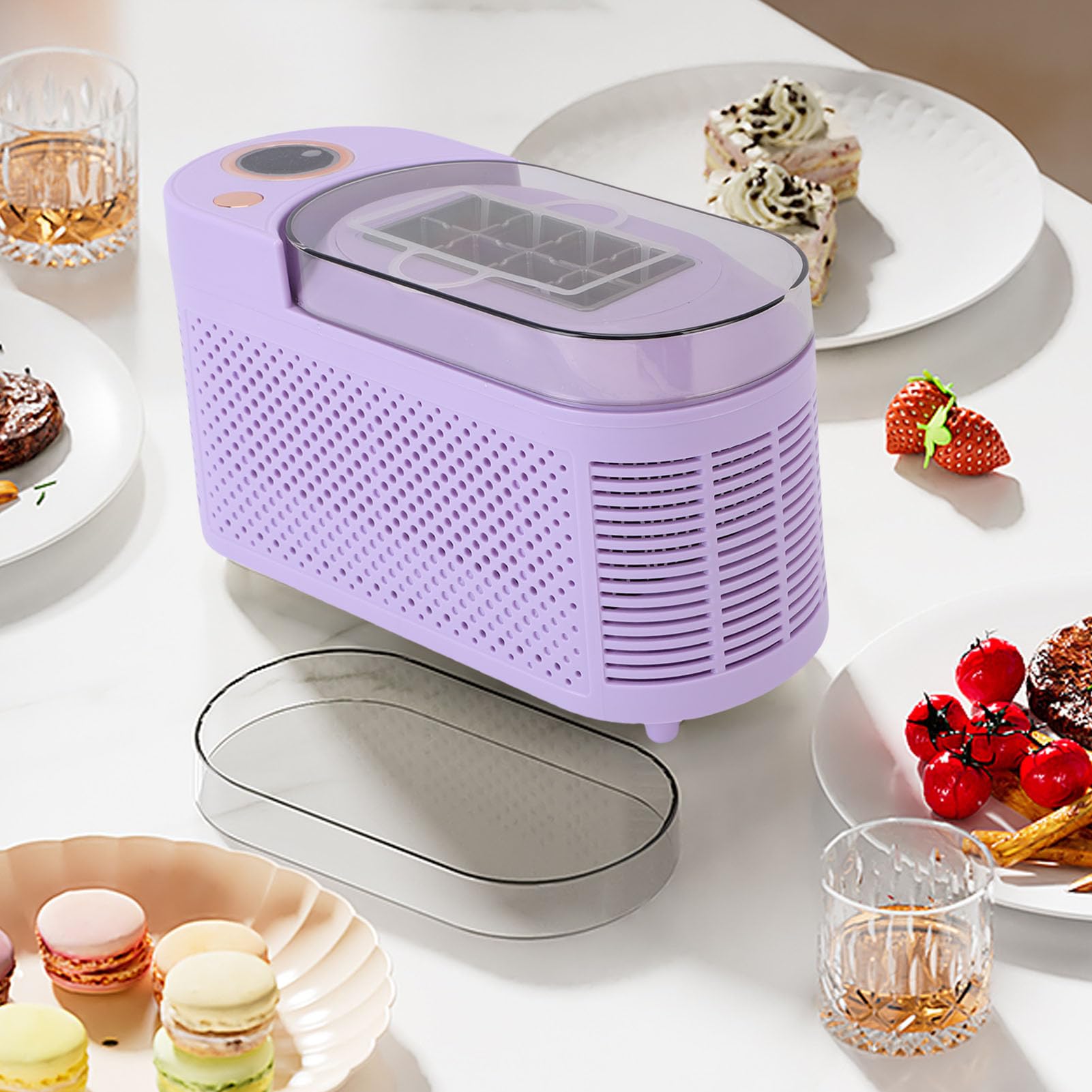 TOPINCN Máquina de Fabricante de Hielo de Encimera, Produzca 8 Cubos en 10 a 15 Minutos, 120W Mini Fabricante de Hielo Eléctrico Portátil con Canasta de Liberación (Enchufe de la UE)