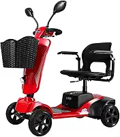 Scooter elétrico de 4 rodas para adultos Scooter de mobilidade elétrica Scooter de viagem para idosos pesados, corrimão dobrável e que pode ser aberto, andador de 4 rodas para idosos