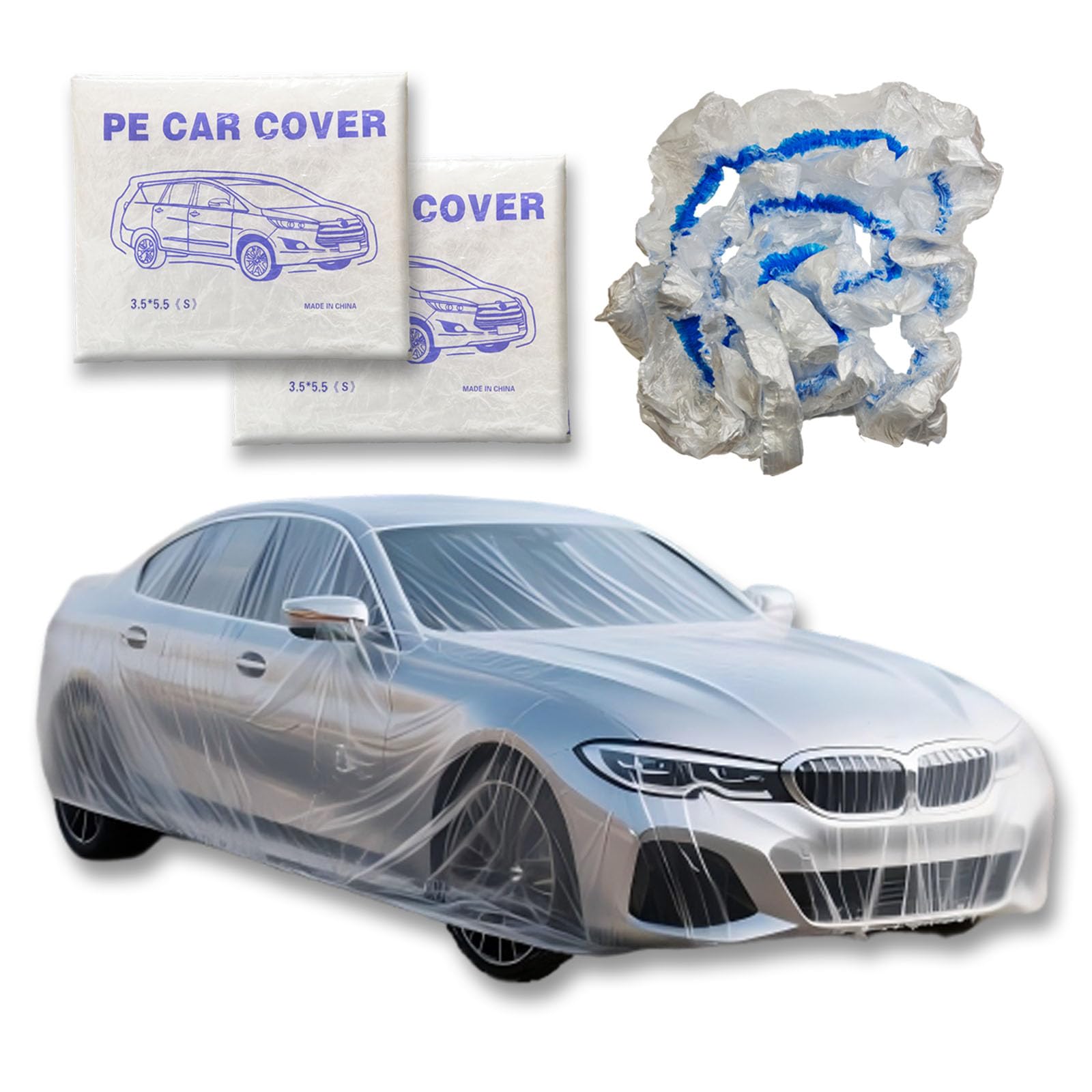 Plastic Car Cover 2 Packs Disposable Car Covers for Automobiles Retractable Clear Dust Cover S 18 x11ft