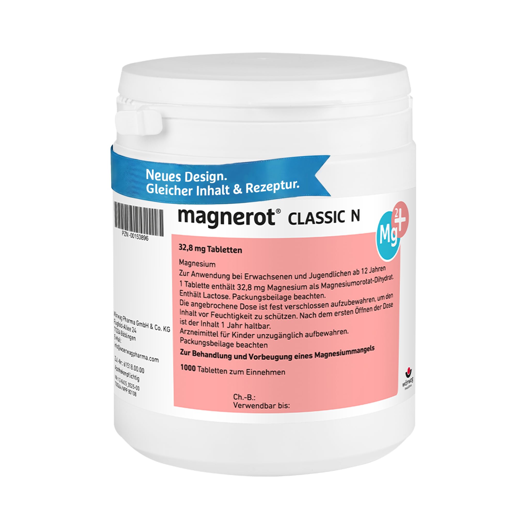 magnerot CLASSIC N Tabletten, 1000 Stück: Magnesium gegen Muskel- und Wadenkrämpfe infolge von Magnesiummangel, Entspannung für Muskeln und Nerven mit Magnesiumorotat, unterstützt die Muskelfunktion