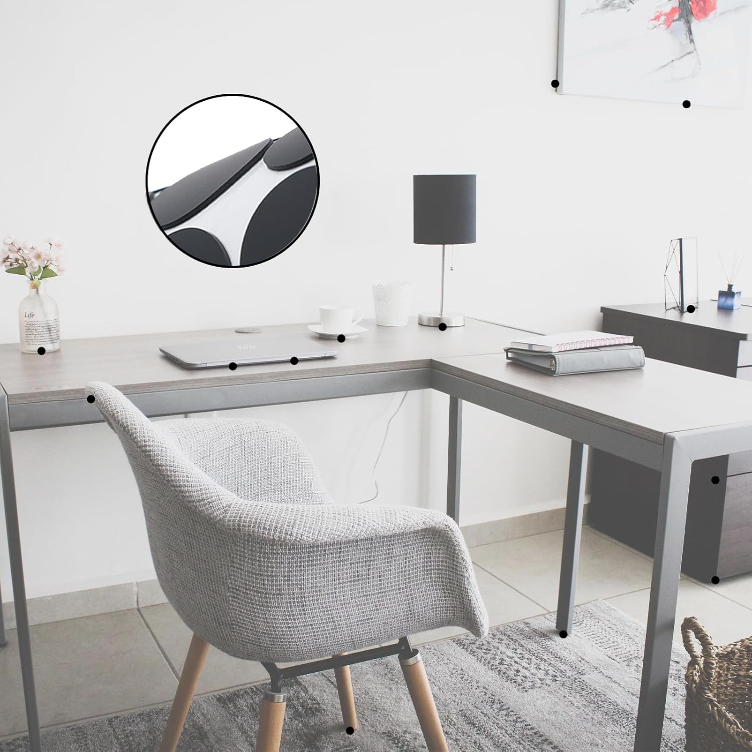 Jayen 132 Pcs Non Slip Self-Adhesive Silicone Cuttable Furniture Pads, Anti-Sliding Anti-Scratch Rubber Floor Protectors for Any Furniture and Appliances - Black (Matte)