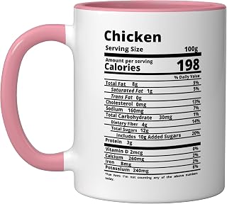 Chicken Nutrition Facts Food Thanksgiving Friendsgiving Gift Ceramic Mug, Pink/White