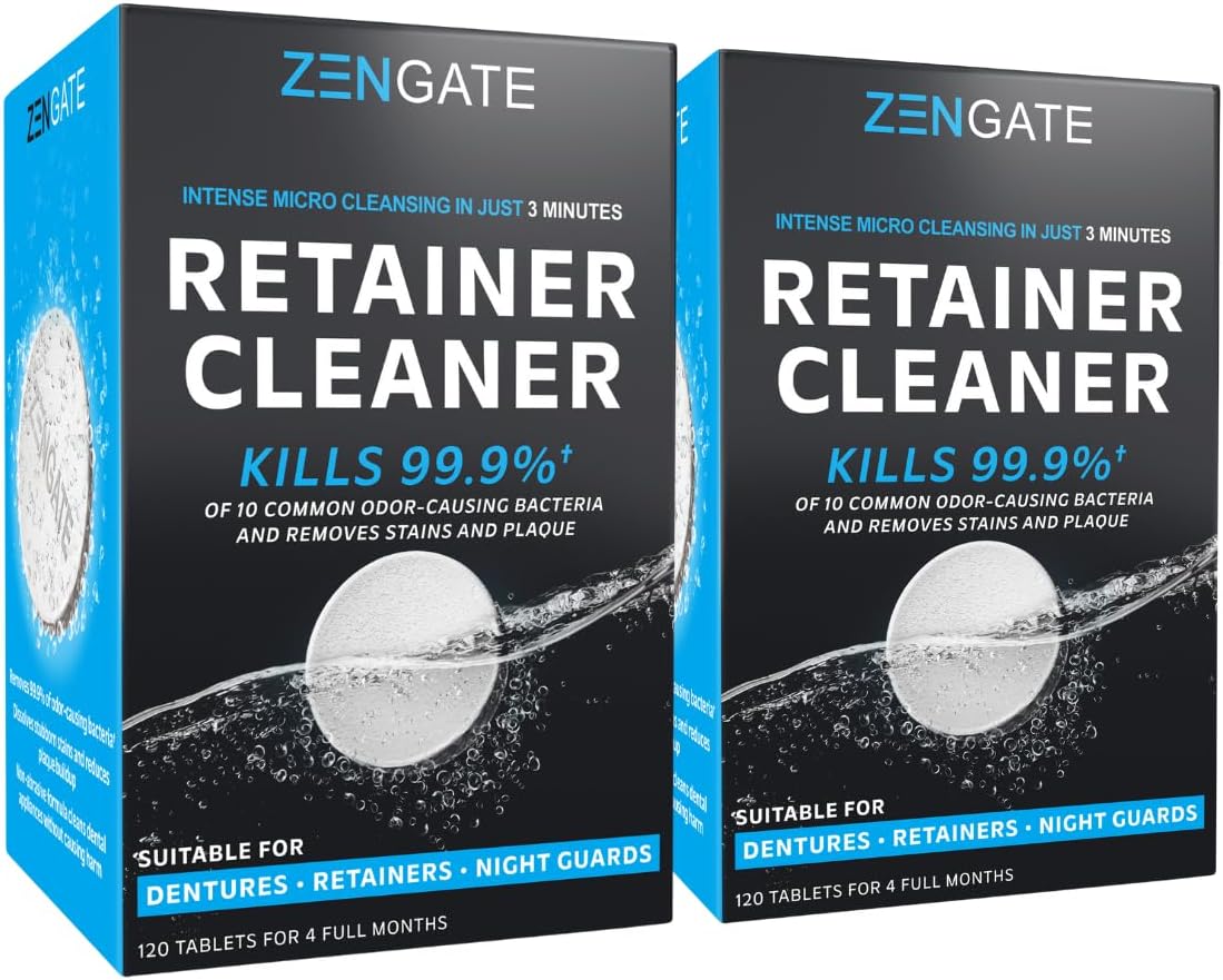 Retainer Cleaner Tablets - Quick Clean for Dentures, Mouth Guards, Aligners, Night Guards - Dental Cleansing Tablets - FSA HSA Approved Items - 2 Packs (240 Tablets Total) - 8 Months Supply