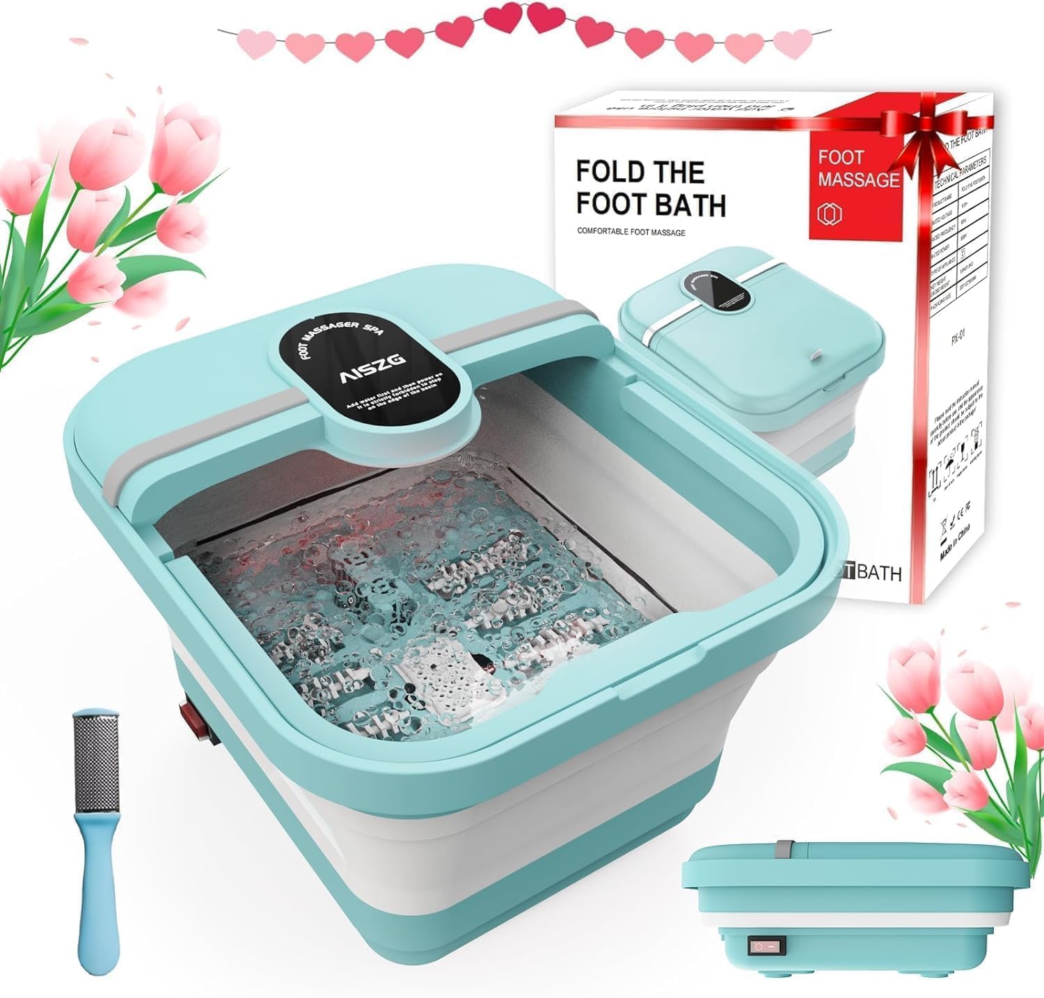 Prime Deals Today 2024- Lightning deals of today prime- Birthday gifts for women/men- Foot Spa Foot Bath - Foot Spa Bath with 8 Massage Rollers,Collapsible Foot Spa with Heat,Foot Massager with Heat Large