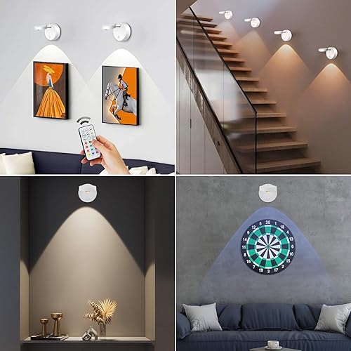 Miniatura 7 de Focos LED, 13 colores USB recargables luces de imagen con control remoto para exhibición, obras de arte, iluminación interior mini focos de acento