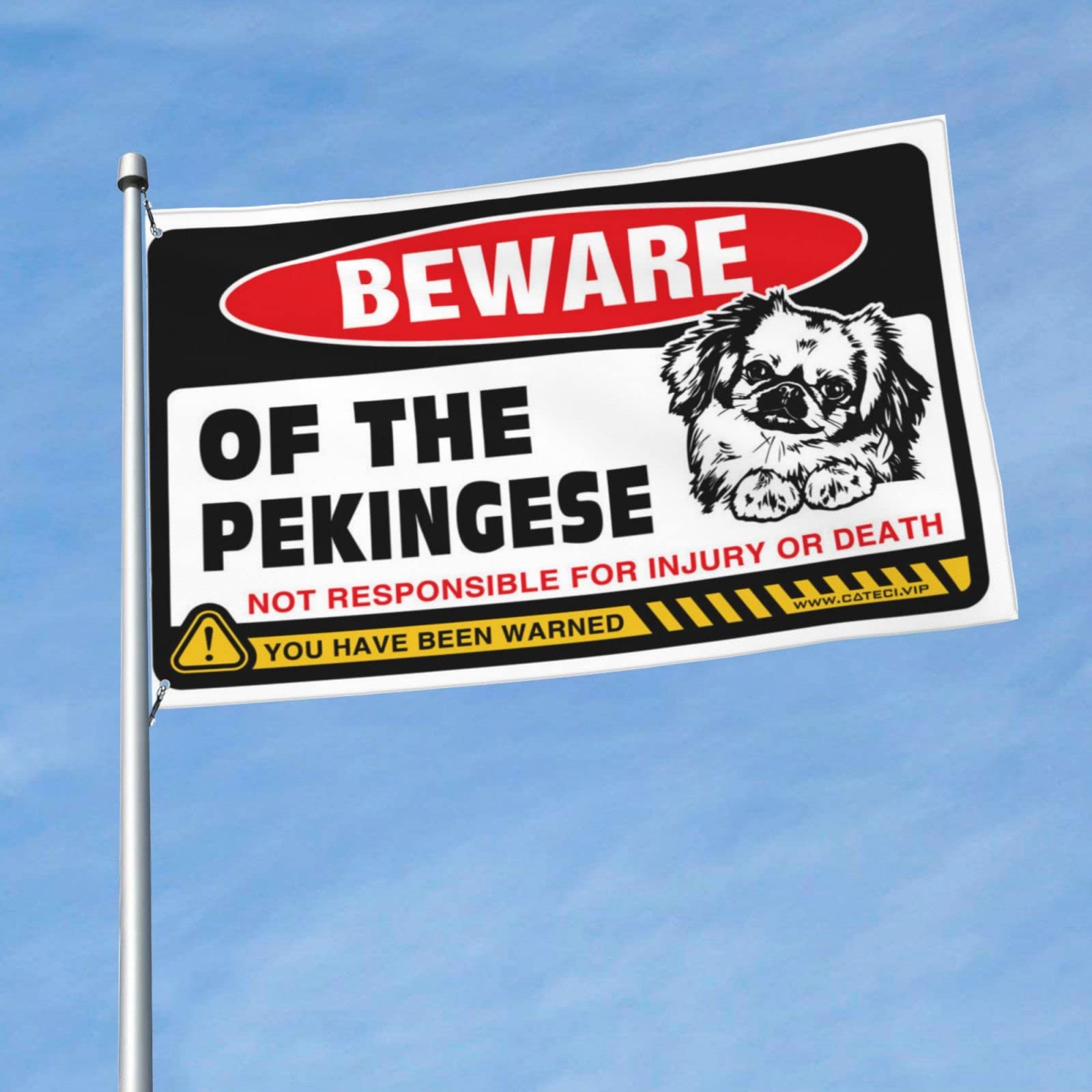 Drapeau humour Pékinois idée cadeau originale pour dortoir de garçon