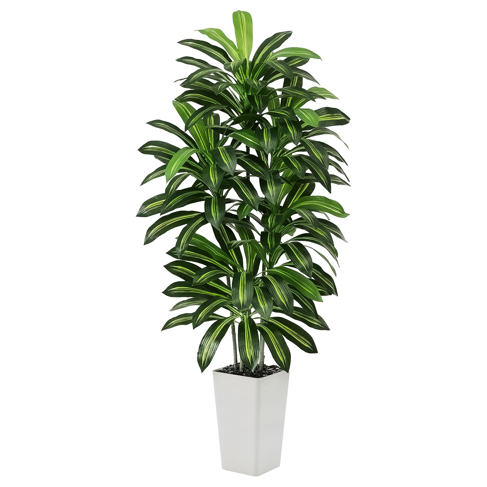 Photo 1 of Artificial Dracaena Tree - 5FT Tall Fake Plants with White Tall Planter - Artificial Plants Indoor Floor Plant in Pot - Large Tropical Fake Yucca Potted Tree for Home Office Living Room Decor