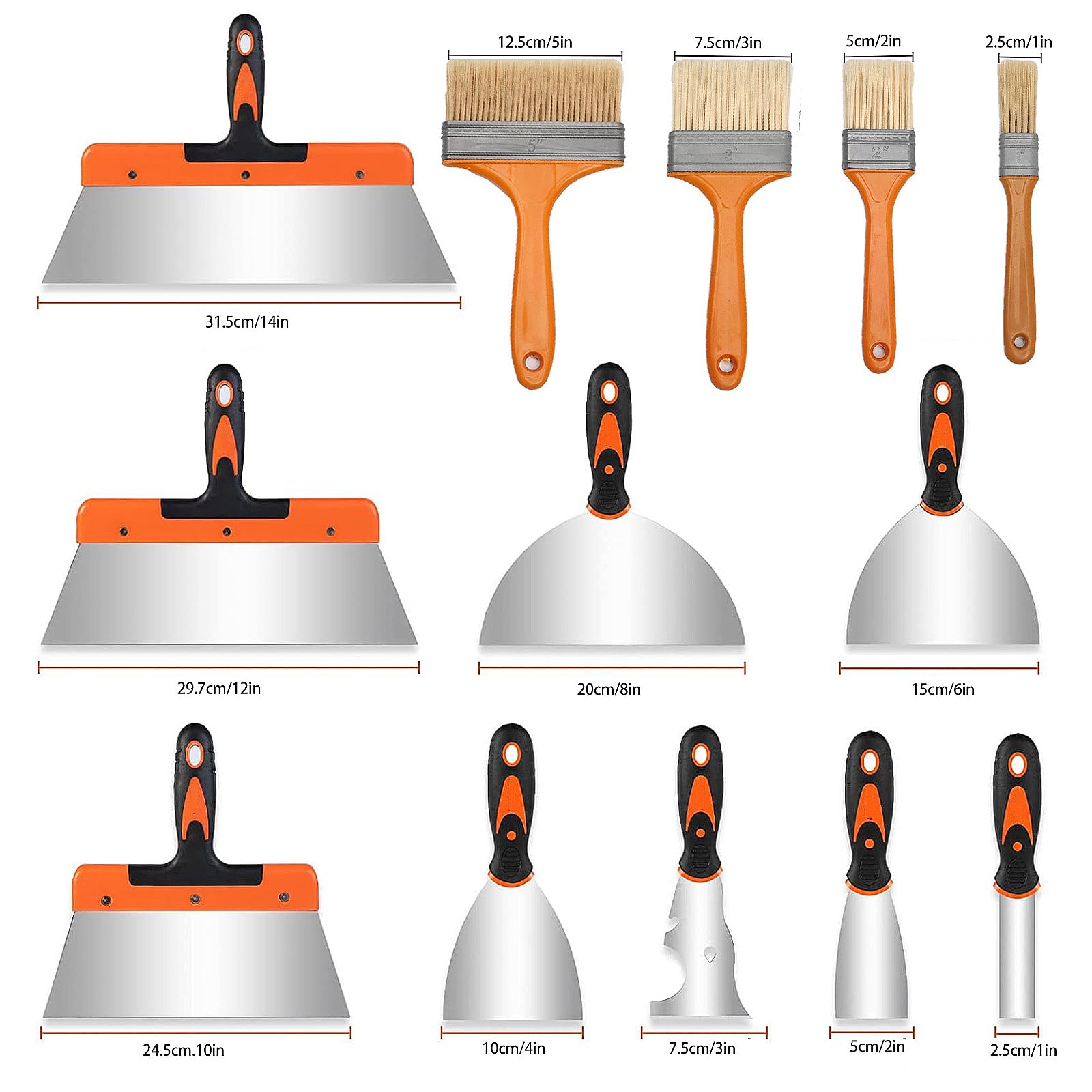 13 Pezz Spatole in Acciaio Inossidabile, Set di Coltelli di Spatola per Stucco, Spatola Multiuso, Frattazzo Spatole per Stucco Cartongesso