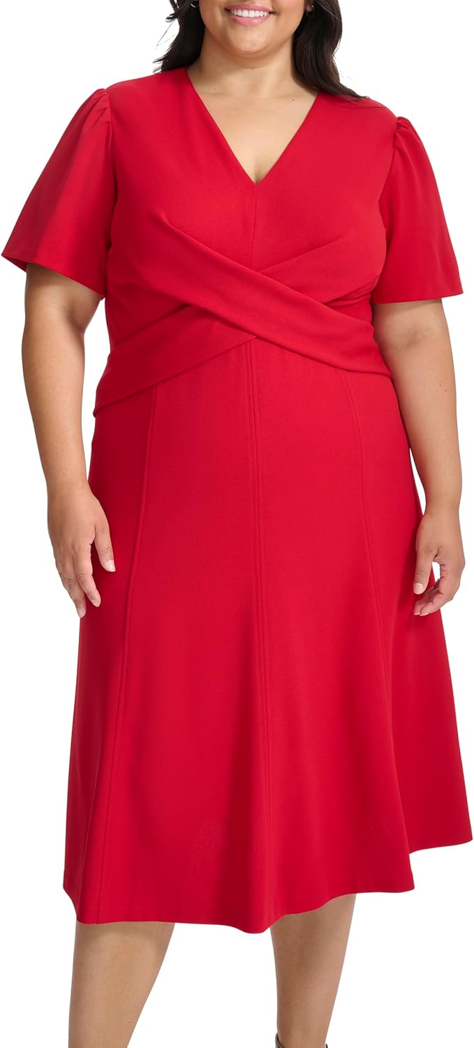 Tommy Hilfiger Women's Scuba Crepe Structured Short Puff Sleeve - Image 2