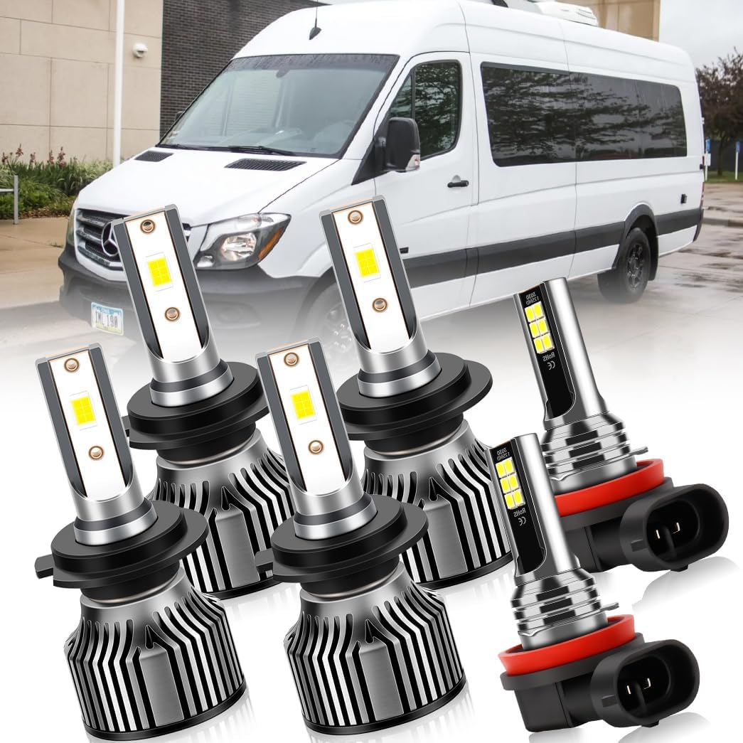 LED Front Light Bulbs Combo Compatible with FREIGHTLINER SPRINTER 1500 2500 3500 2009-2021,400% Brightness 6500K 22000LM, High Beam & Low Beam & Fog Lights,Plug and Play?Pack of 6