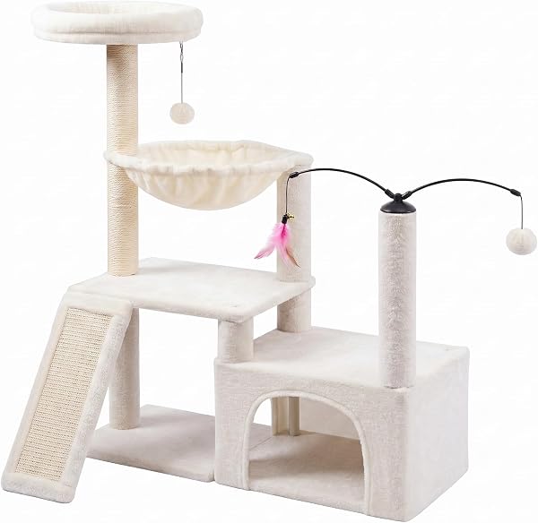 YUNIQUE Multi-Functional Cat Tree Tower, Big Cat Condo with Scratching Board…