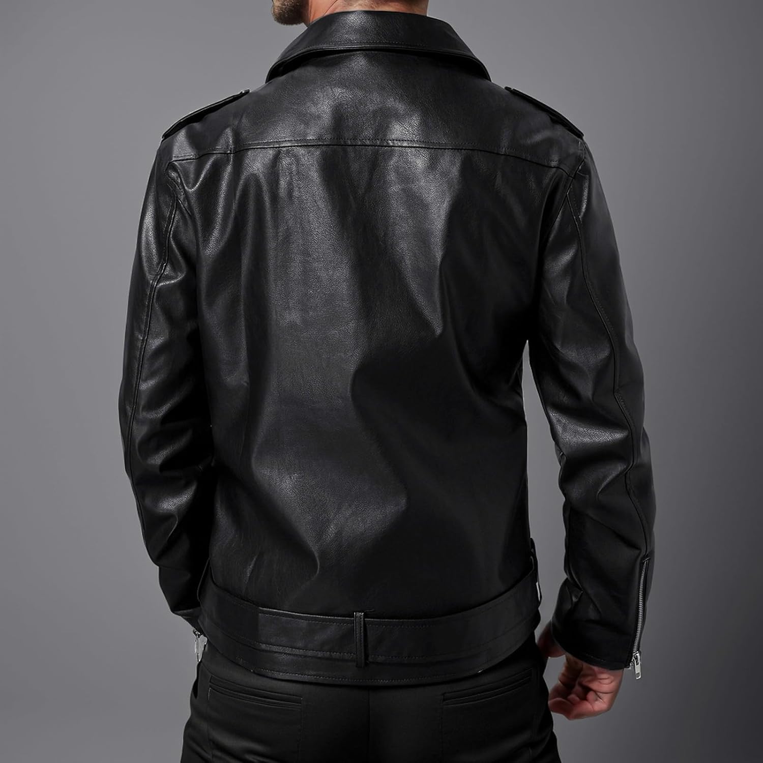 Men's Leather Jacket Winter Vintage Motorcycle Biker Coats Stylish Zipper Moto Riding Racing Jackets