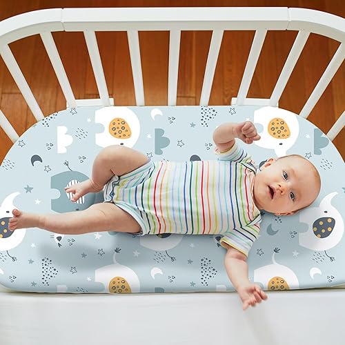 Miniatura 6 de Juego de 4 sábanas suaves para moisés de bebé, niños y niñas, de algodón suave, funda de moisés de animales, funda segura y cómoda para moisés