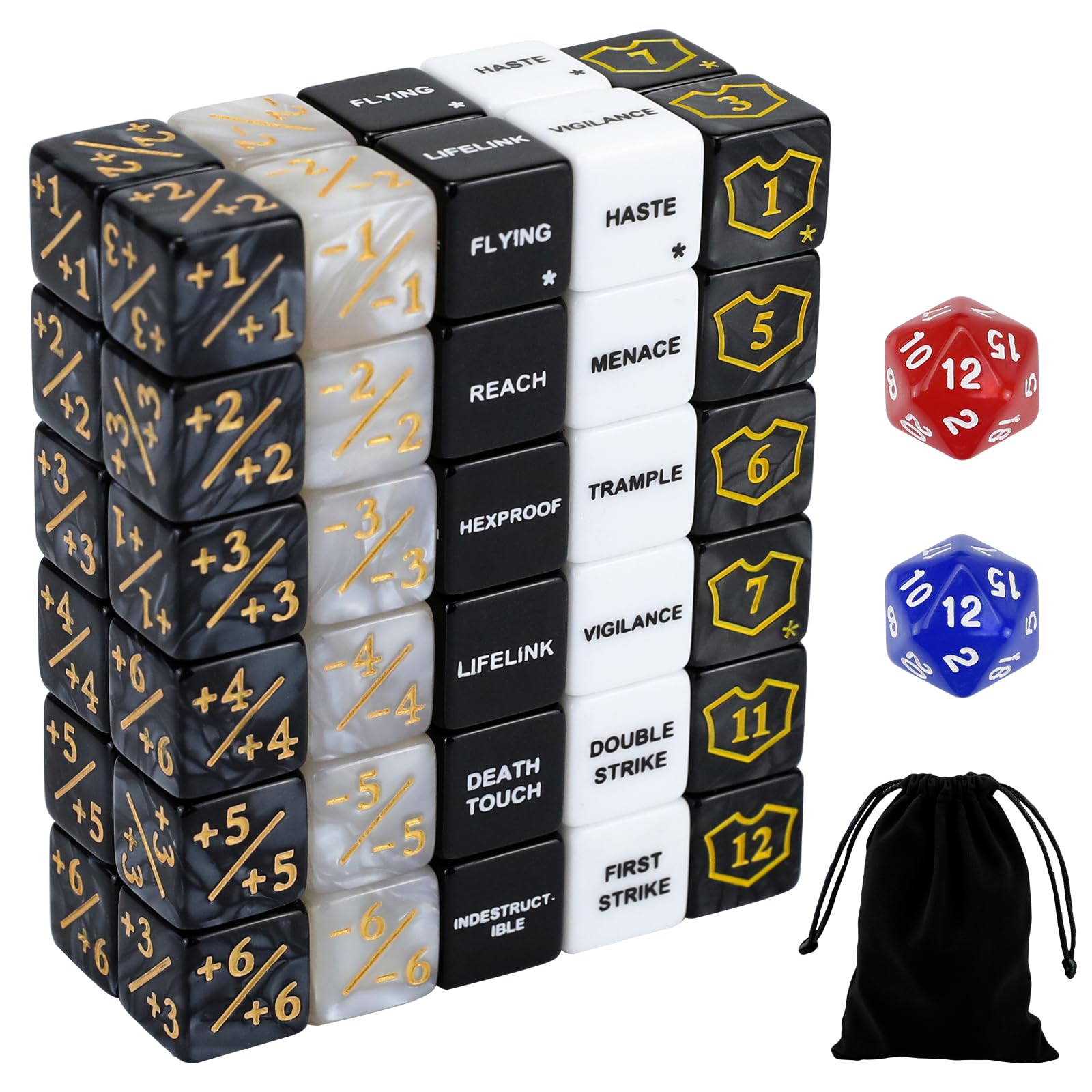 62PCS MTG Dice Counters Bulk Ability Keywords MTG Tokens Shield Life Counter Dice Set for Magic Card Accessories, Compatible with TCG Card Game