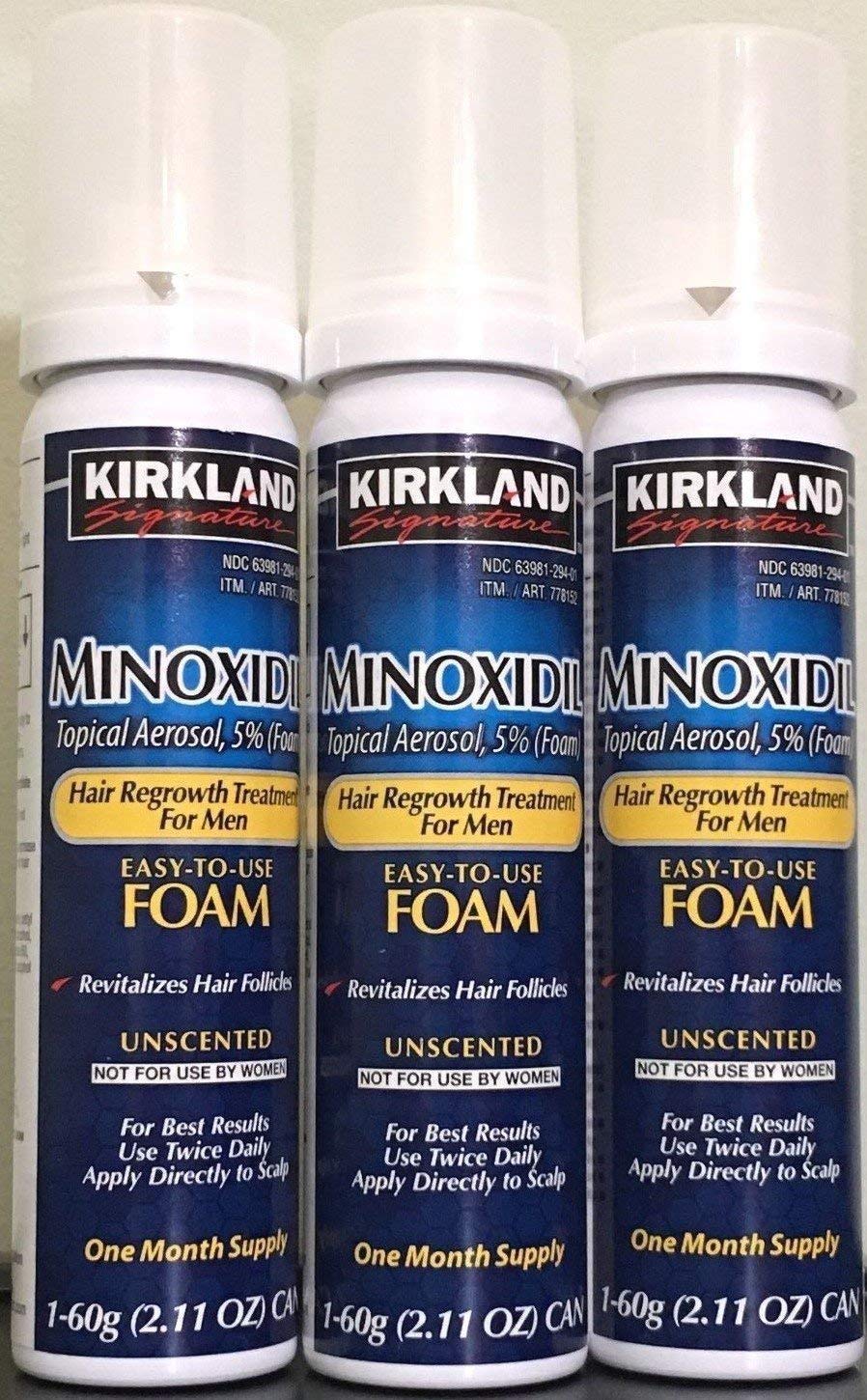NEW - Kirkland Minoxidil for MEN Hair Growth Treatment Unscented 3 Month Supply Topical Aerosol 5 Foam Compare