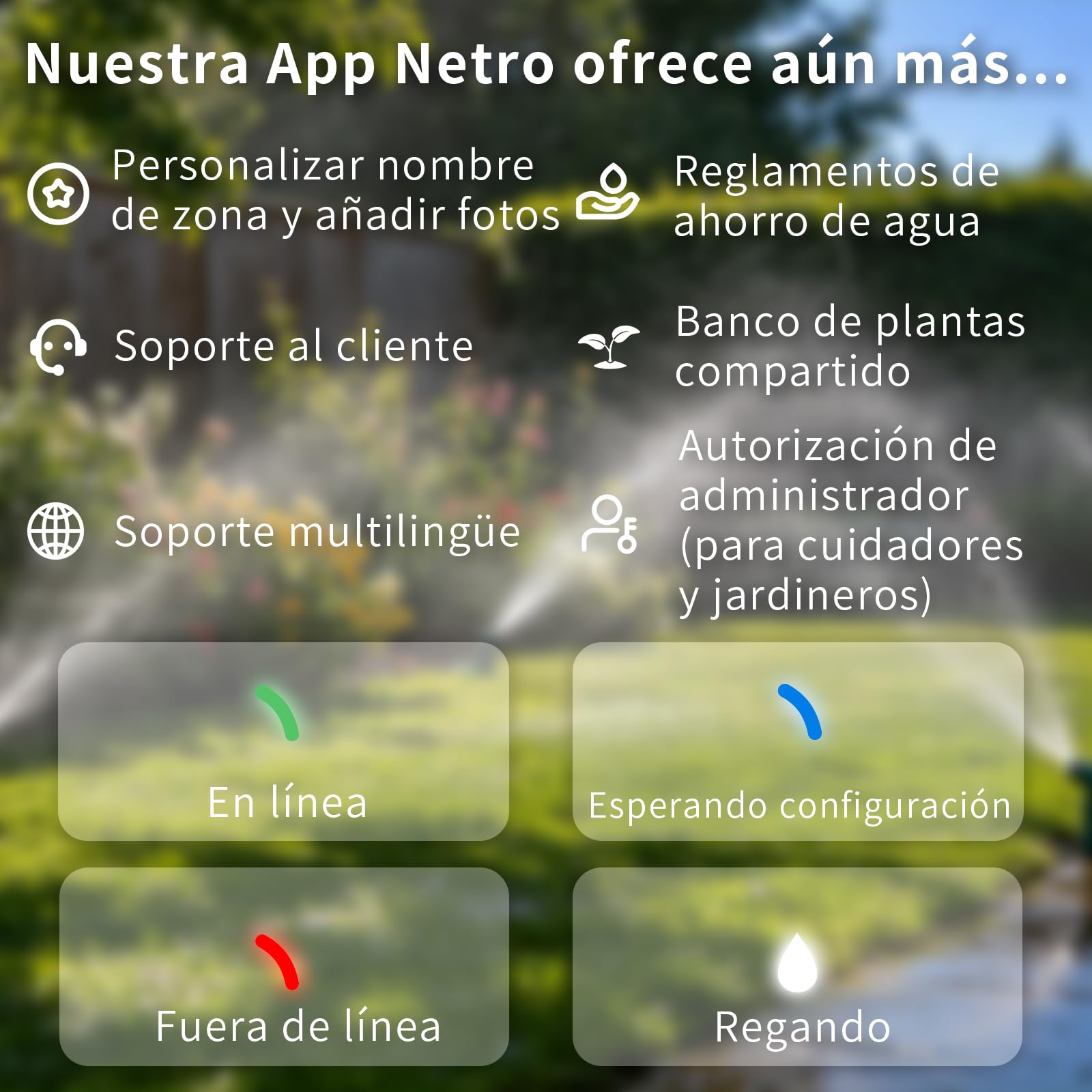 Netro Spark 16Zone Botones Touch Programador Riego WiFi Para Césped Con App | Serv Meteorol, Datos de Plantas,‌ Programa de Riego, Salto Lluvia, Riego Automático con Sensor Netro, Historial‌,Uso Interior