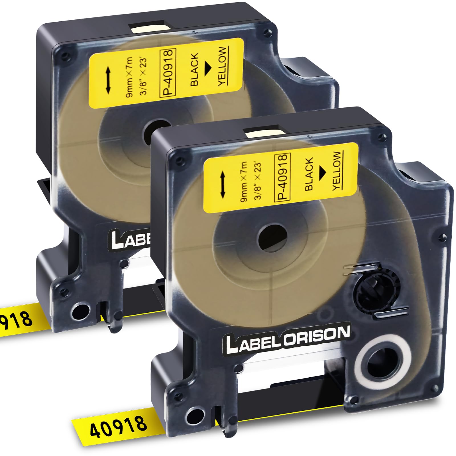 Label OrisonD1 Label Maker Tape Cassettes 40918 S0720730 Black on Yellow 3/8Inch x 23Feet(9mmx7m) Compatible with Dymo LabelManager 260P 210D 280,2 Cartridges