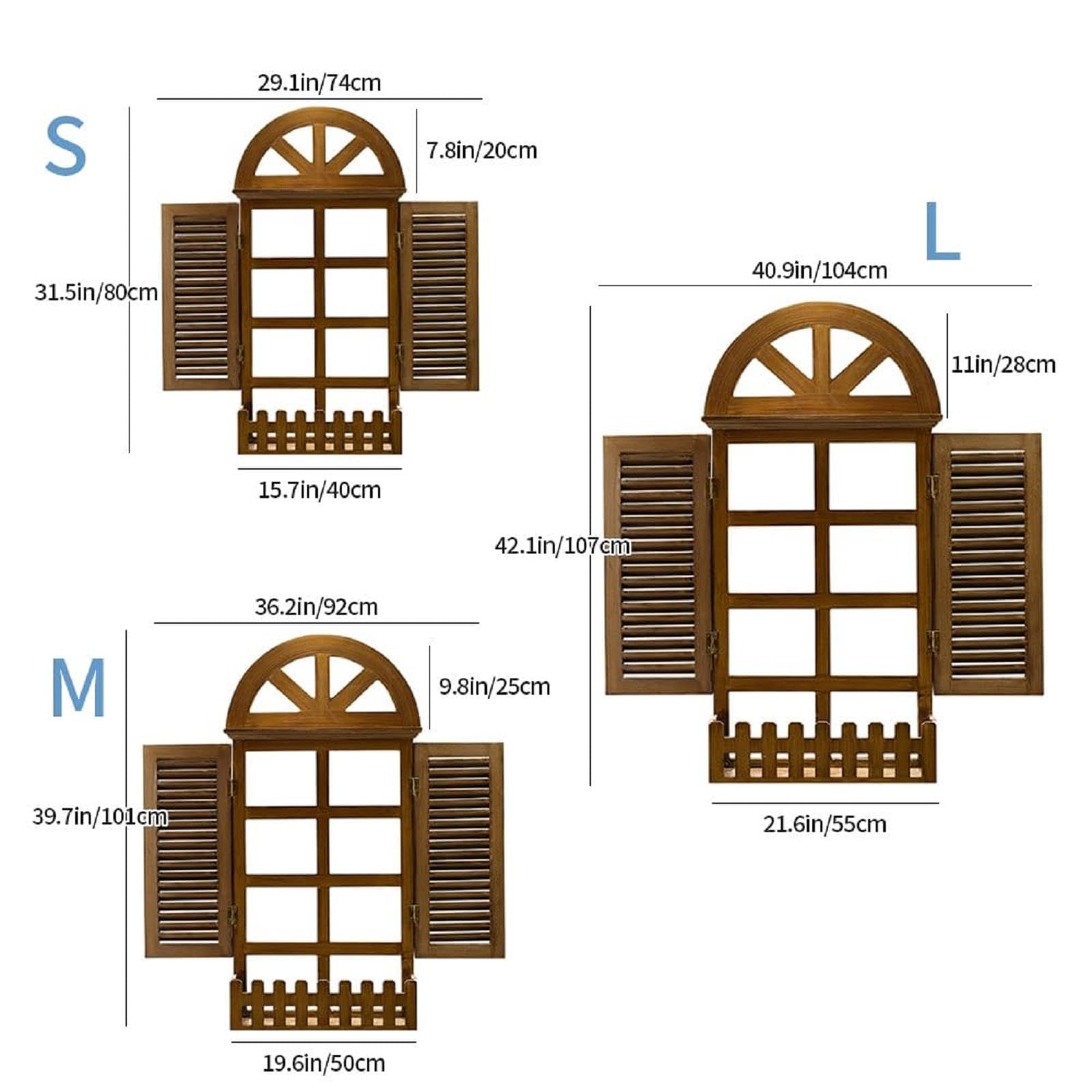 SUZEPER Rustikaler Fensterrahmen-Wanddekoration, Bauernhaus-Holzbogen-Fensterpaneel, hängende Wandpaneele für Wohnzimmer, Schlafzimmer, über dem Bett, Vintage-Landhaus-Dekor (klein, gelb)
