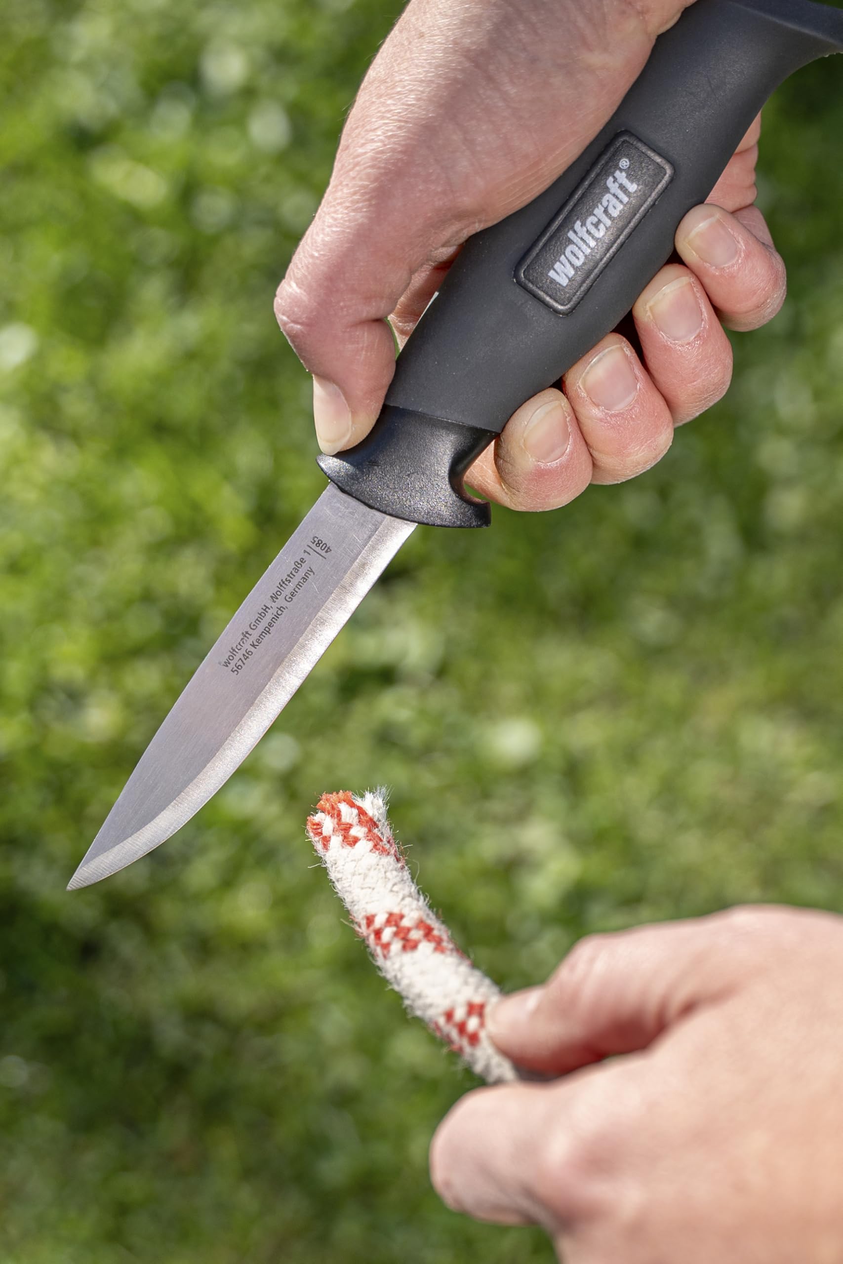 wolfcraft Nóż outdoorowy z pochwą I 4085000 I Nóż do hobby, rzemiosła i biwakowania