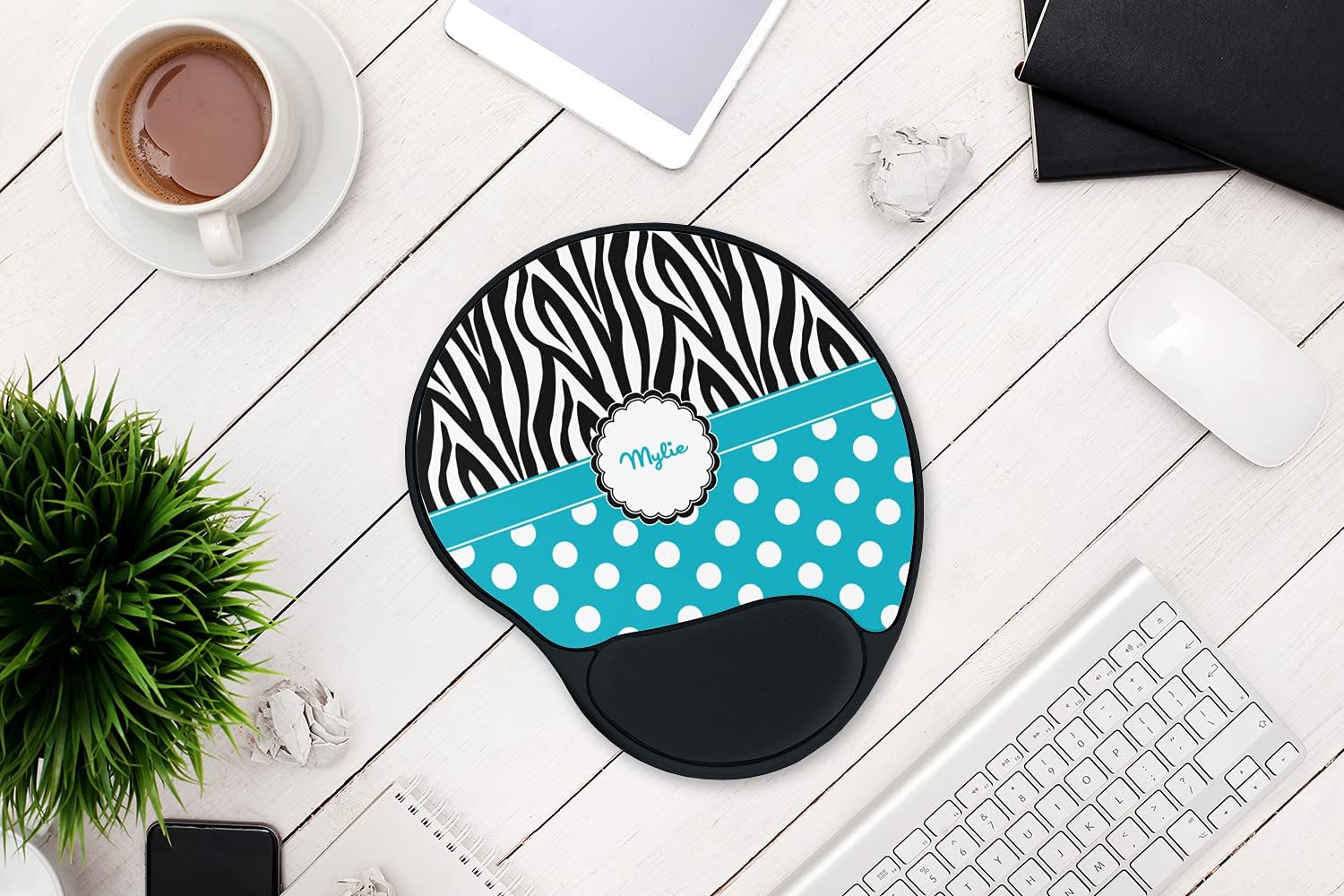 Dots & Zebra Mouse Pad with Wrist Support