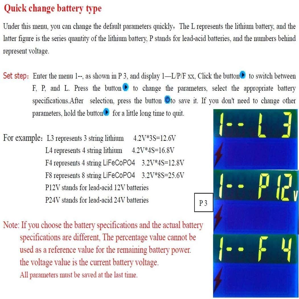 DollaTek 2PCS 10-100V Niveau de batterie Programmable Tension Indicateur de température Jauge 12V 24V 36V 48V Affichage LCD Indicateur de pourcentage Testeur