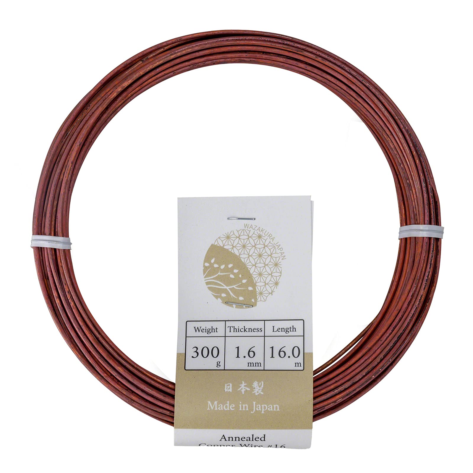 Wazakura Filo per Addestramento Bonsai in Rame Ricotto 1.6mm 300g Fatto in Giappone, Filo Giapponese per Bonsai per la Modellatura di Rami e Tronchi - Rame Ricotto (1.6mm)
