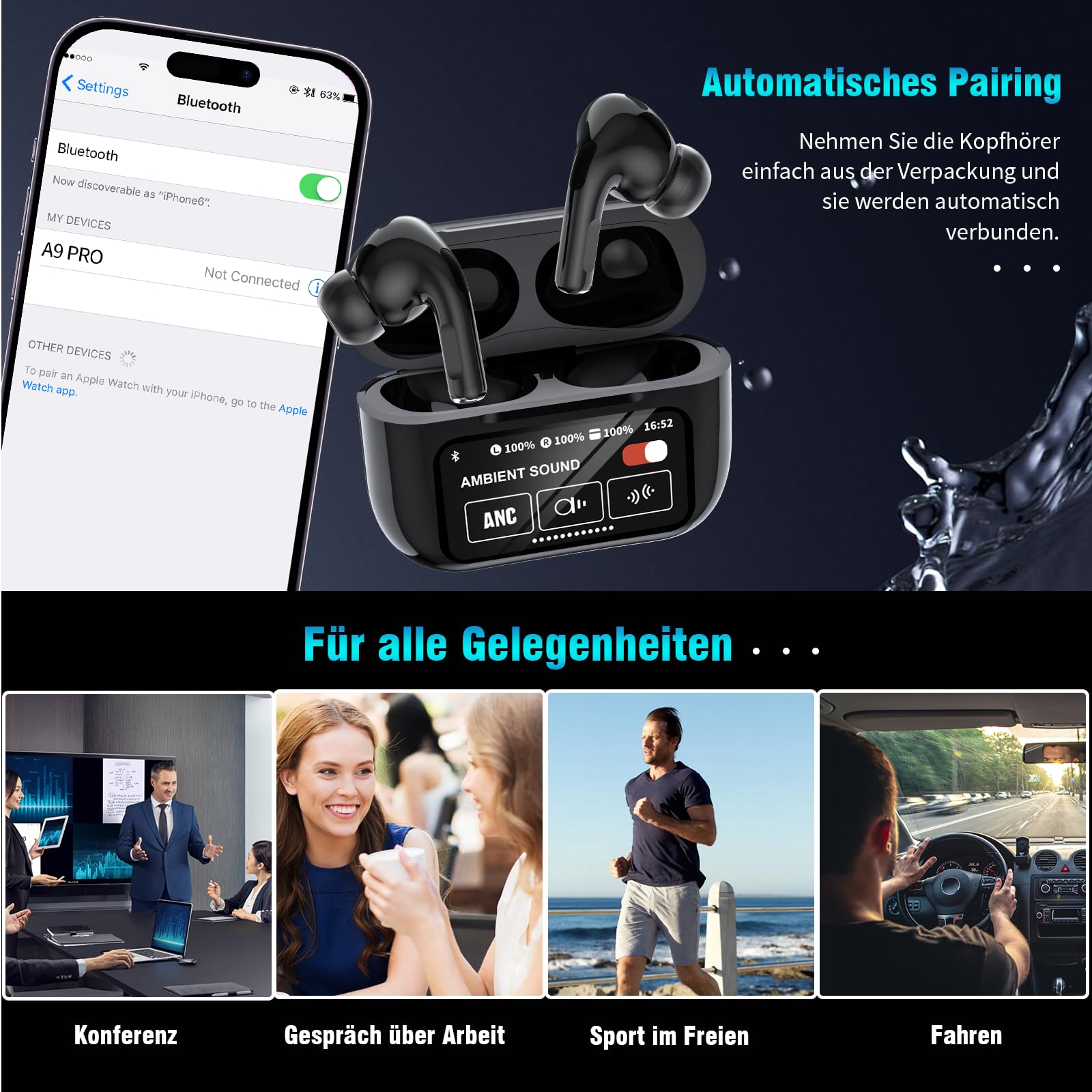 AI Sprachübersetzer Kopfhörer, 3-in-1 Echtzeit ü Produktbild-Vorschau 2