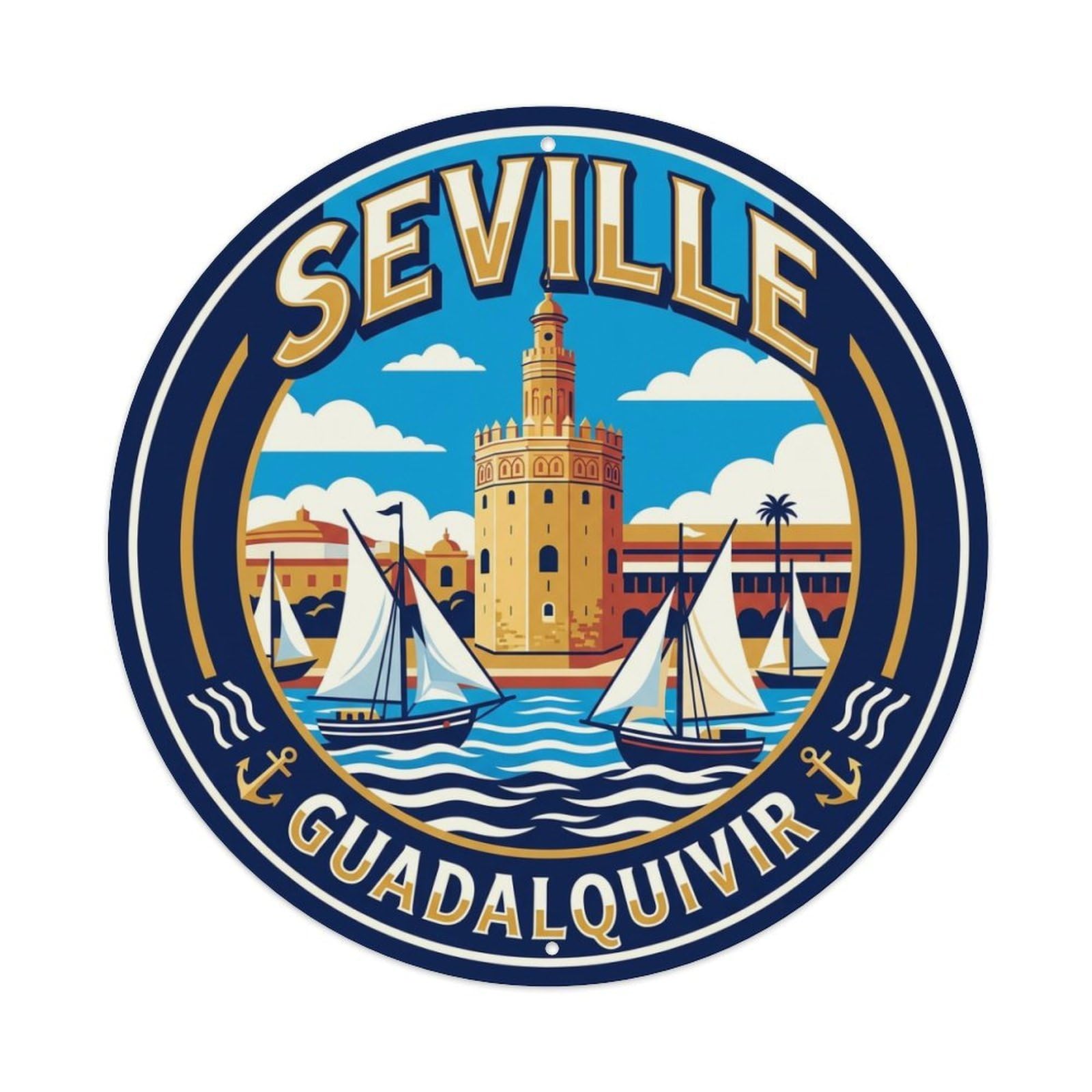 Metal Tin Sign Seville Vintage Travel Spain