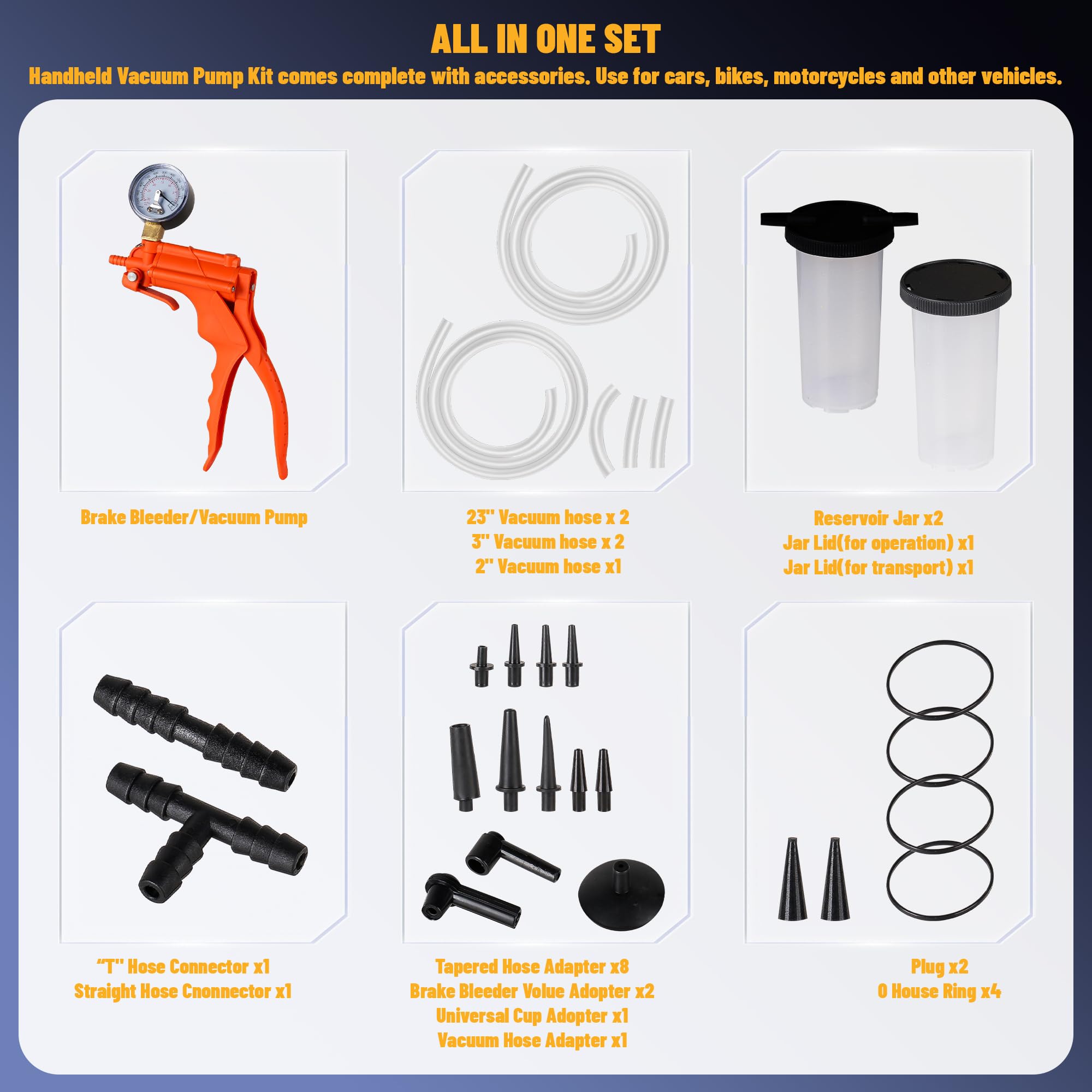 Kit de purgador de frenos de bomba de vacío de mano