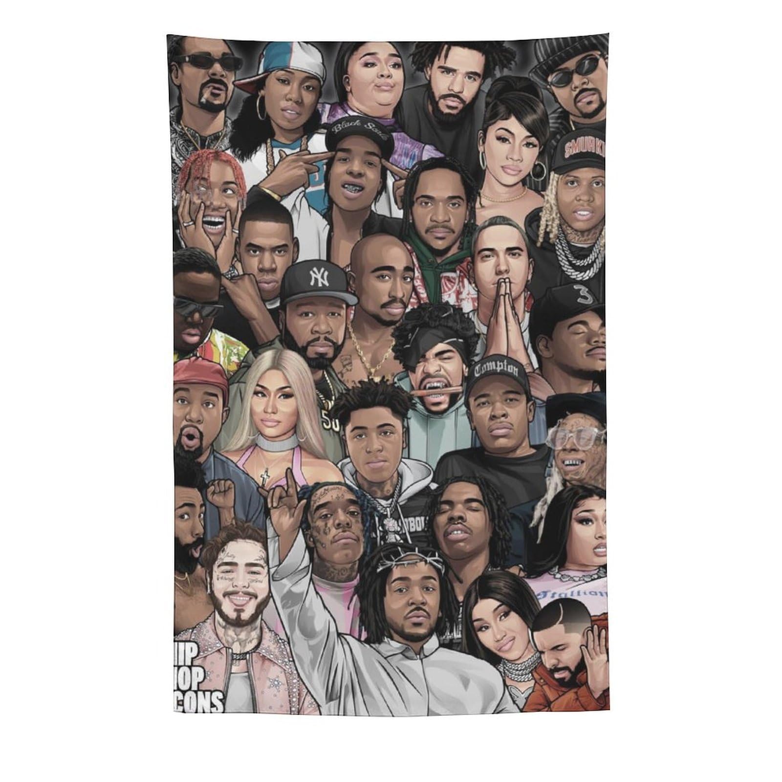 Poster da parete con cantante rap hip hop e stelle (32), decorazione artistica da parete, per soggiorno, camera da letto, 152,4 x 228,6 cm